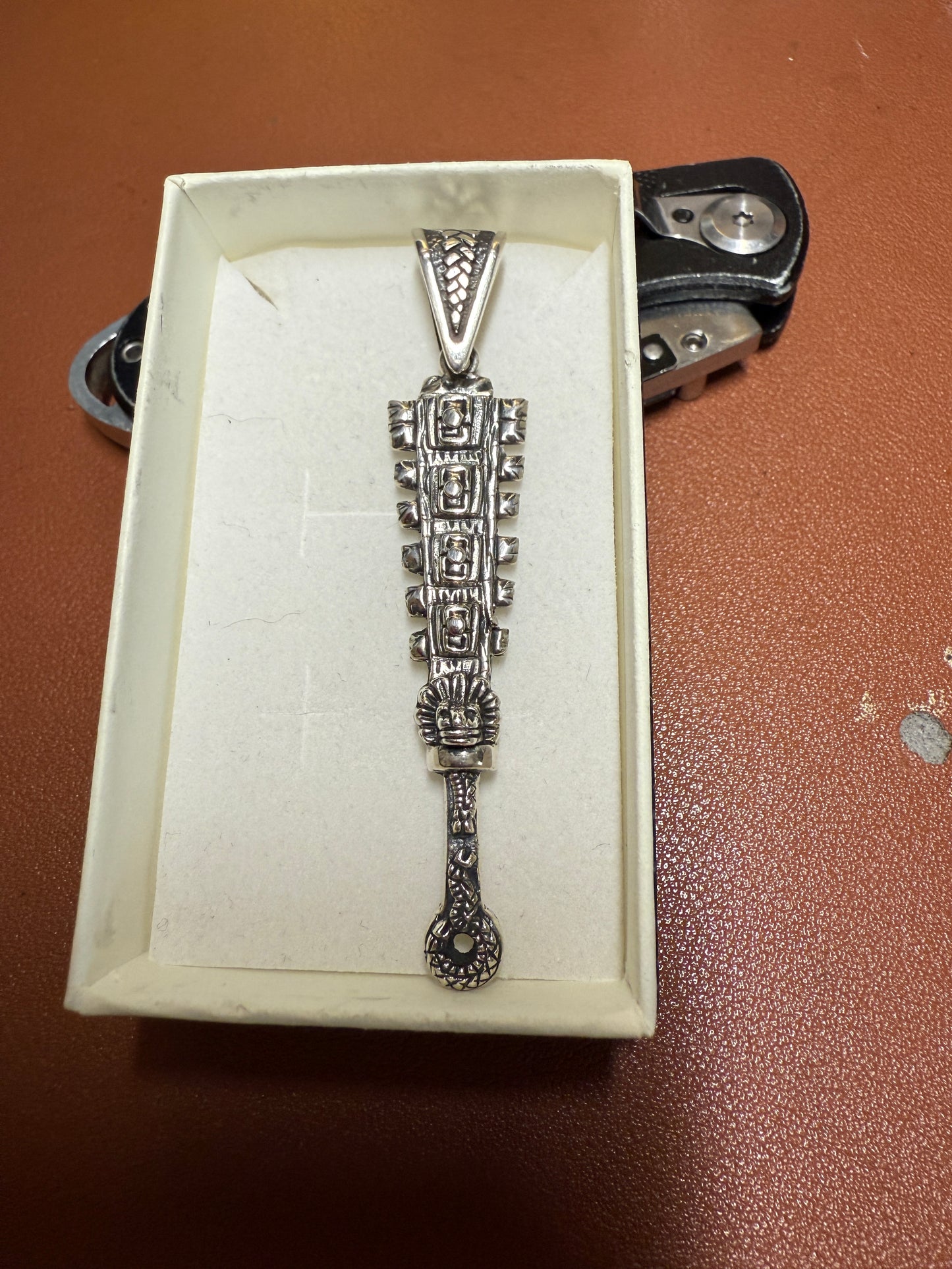 Macuahuitl, 925 Pendant, Kukulkan Club Sword, Mexican Jewelry, Quetzalcoatl #4