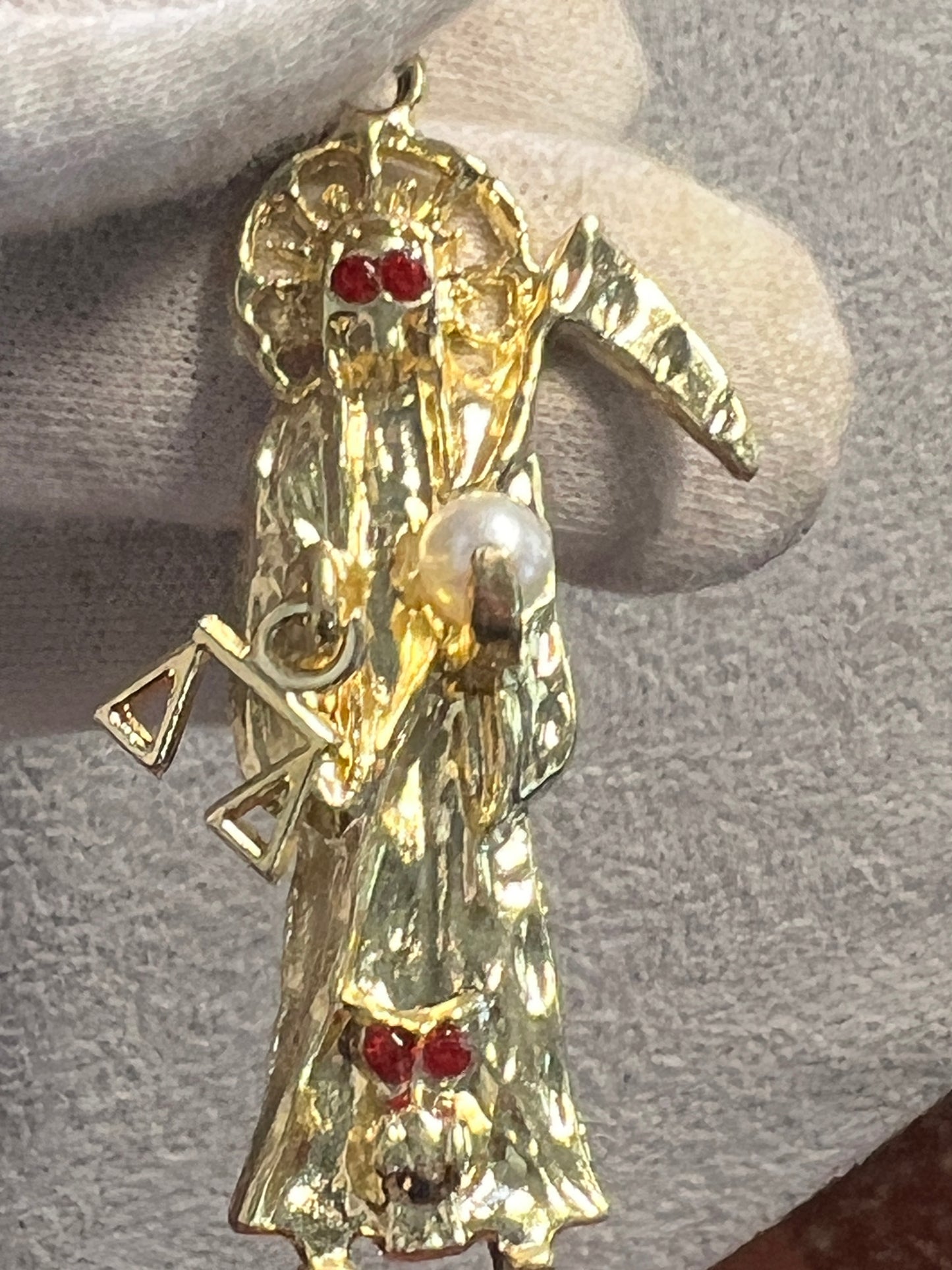 Grim Reaper Necklace, Rosary Style Collar de la Santa Muerte Rosario (#10)