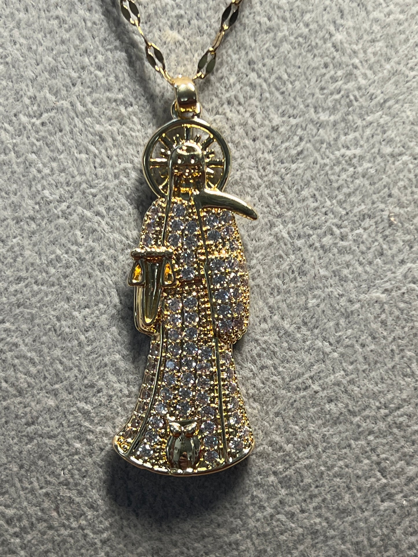 Holy Death Necklace Saints Gold Color Pendant Santa Muerte Grim Reaper Mex #10
