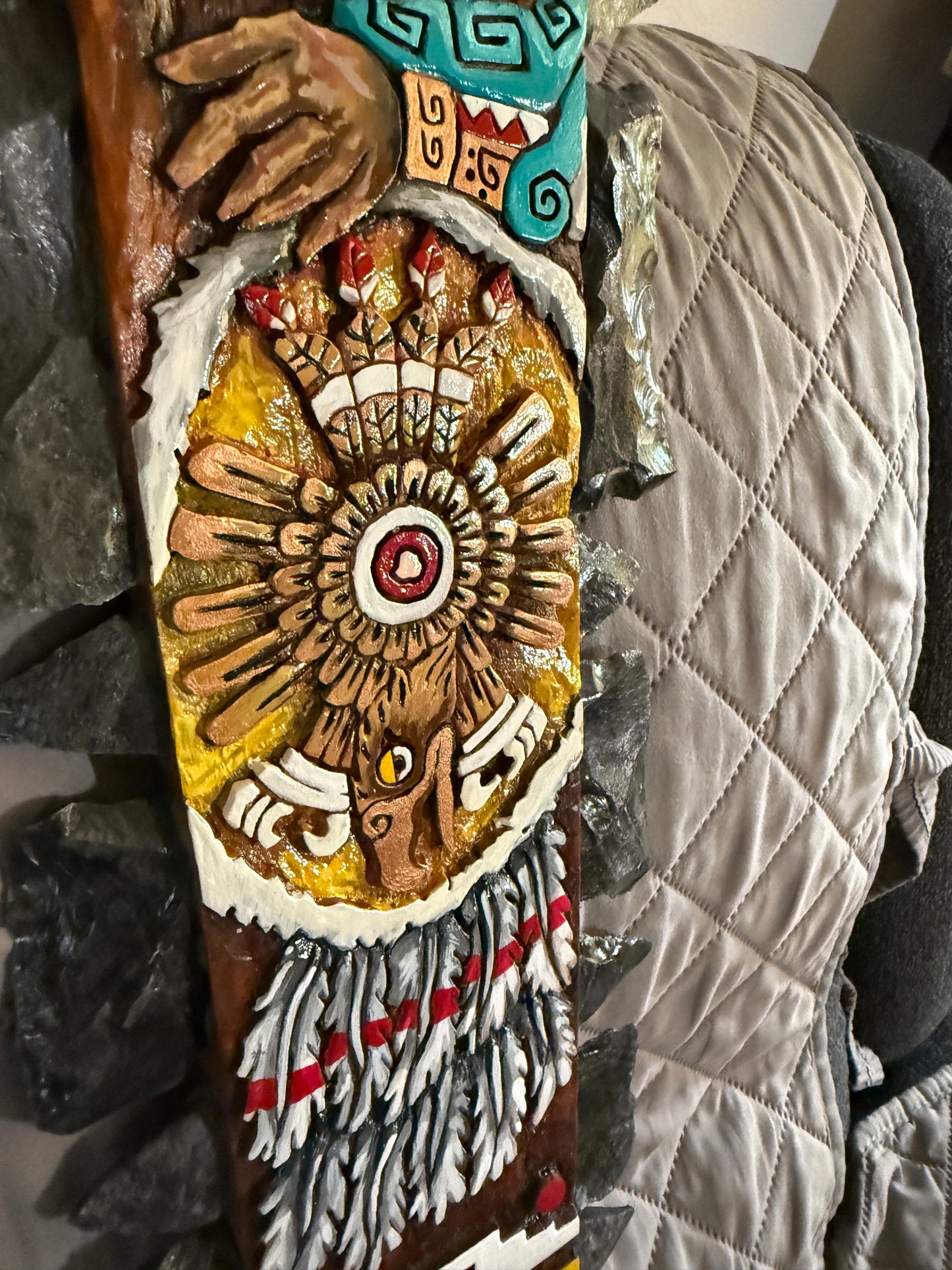 Cuauhtemoc's Descending Eagle Aztec Macuahuitl Warrior Sword War Club, 31.5"