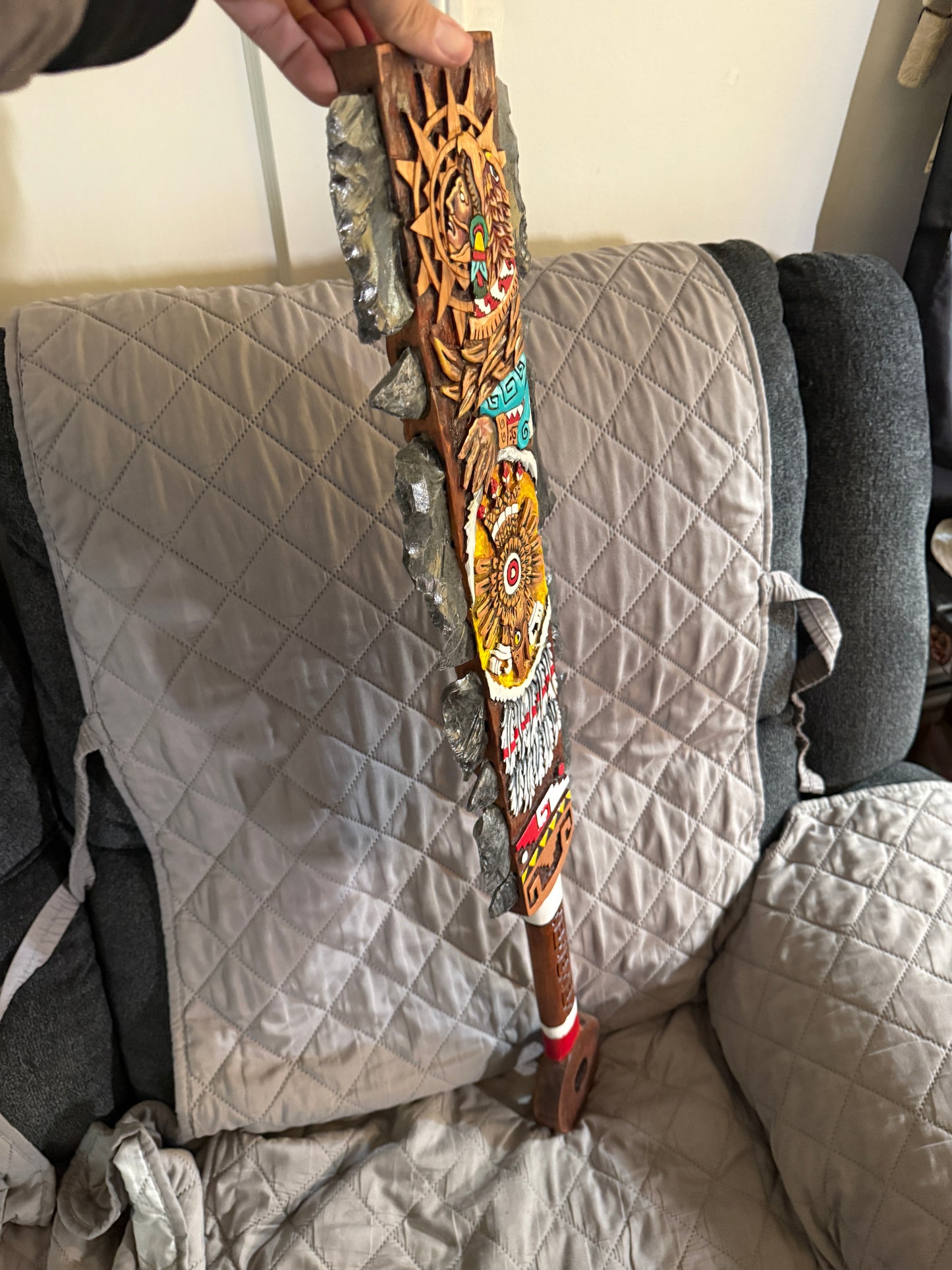 Cuauhtemoc's Descending Eagle Aztec Macuahuitl Warrior Sword War Club, 31.5"