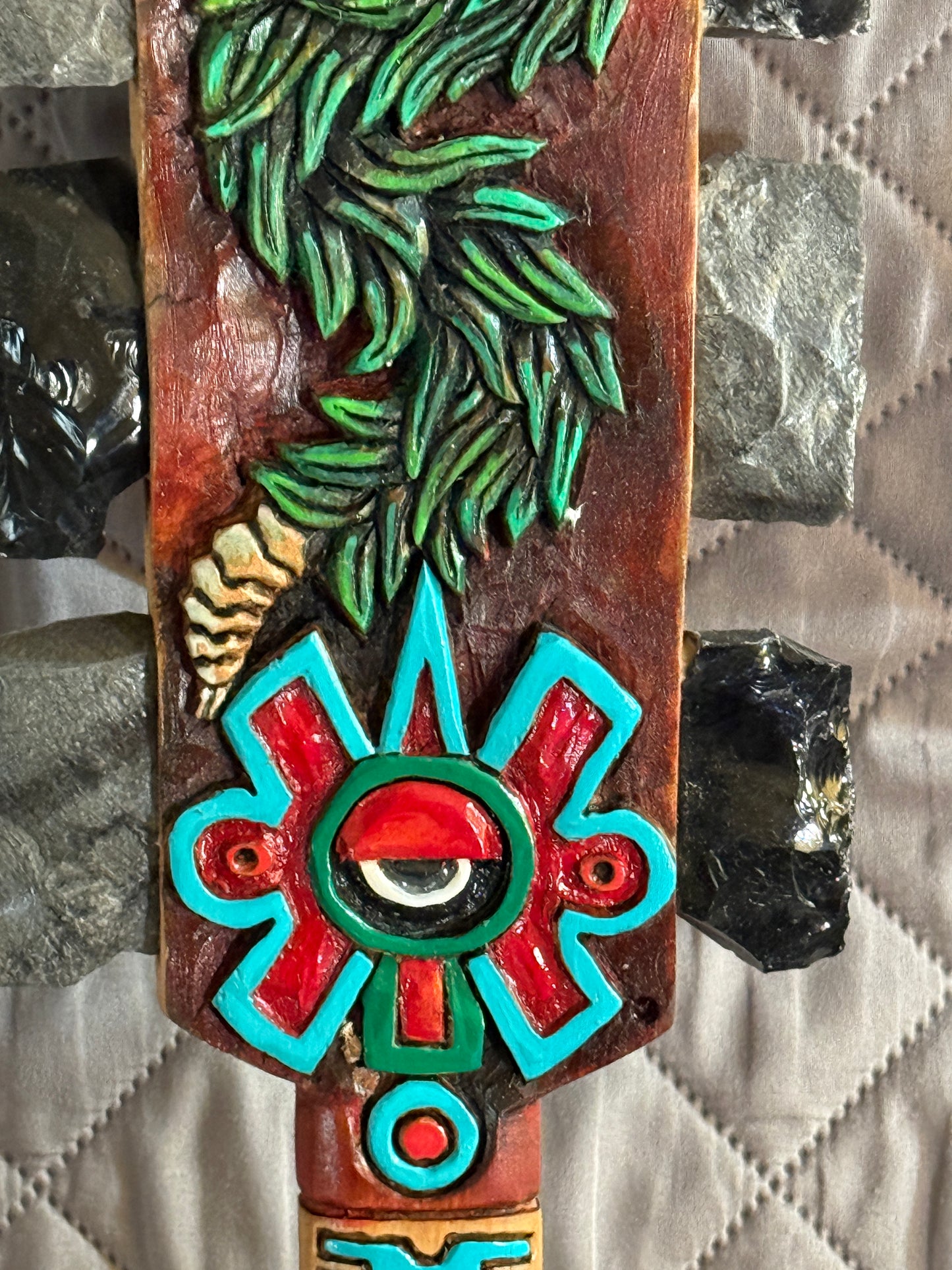 Mictlantecuhtli Death Disk Aztec Ollin Macuahuitl Warrior Sword War Club, 31.5"