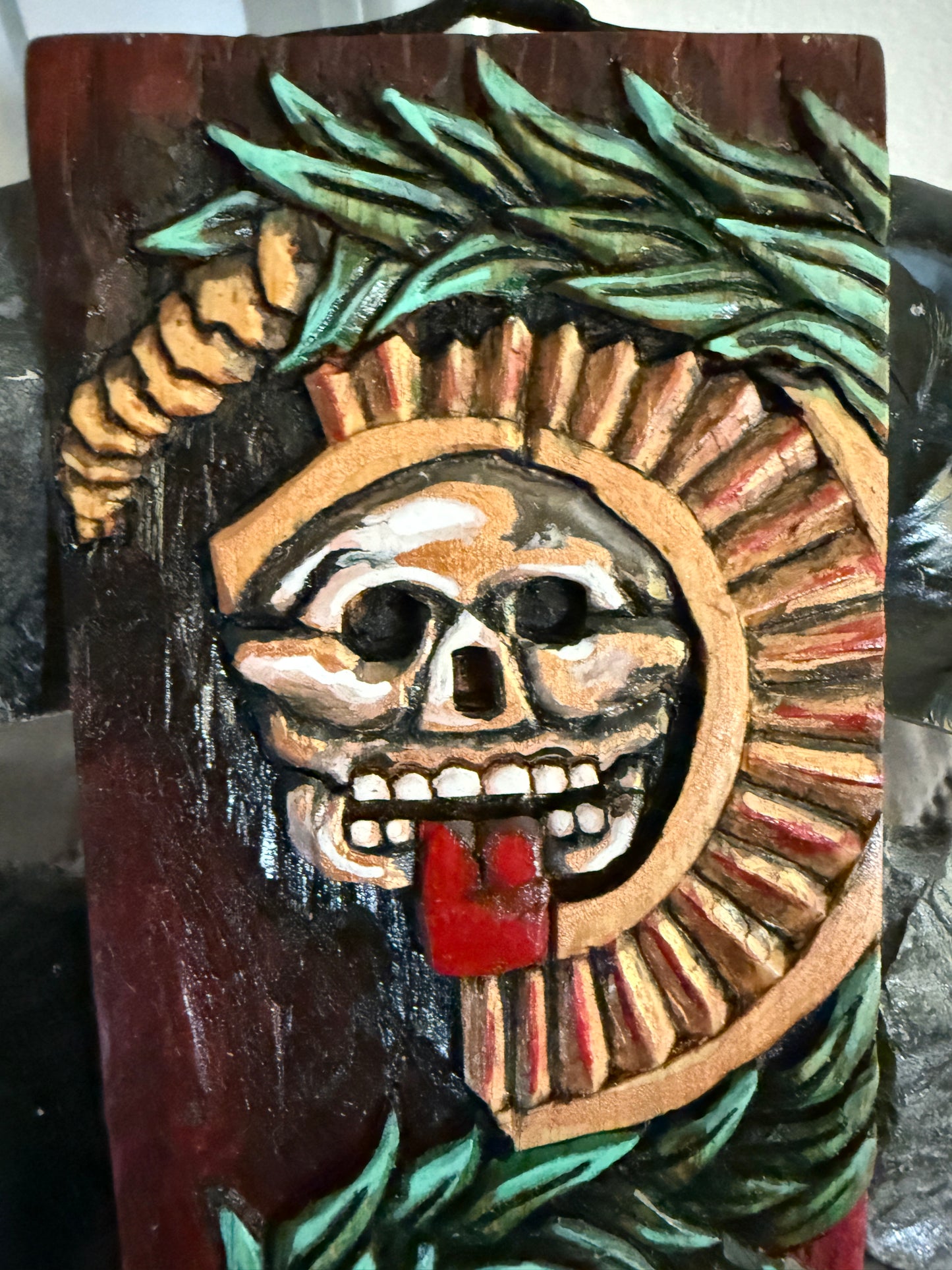 Mictlantecuhtli Death Disk Aztec Ollin Macuahuitl Warrior Sword War Club, 31.5"
