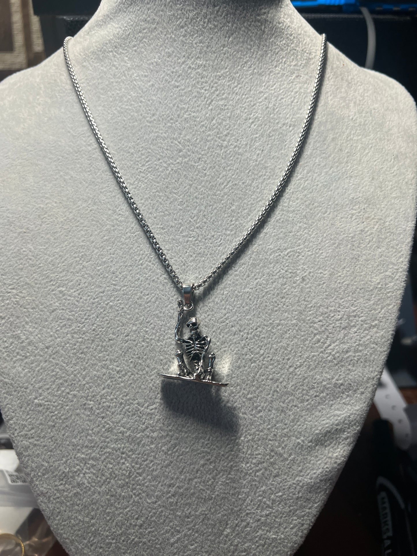 Snowboard Skateboard Skeleton Jewelry Vintage Silver Sports Pendant Necklace #11