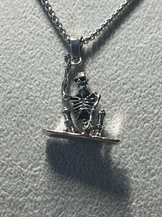 Snowboard Skateboard Skeleton Jewelry Vintage Silver Sports Pendant Necklace #11
