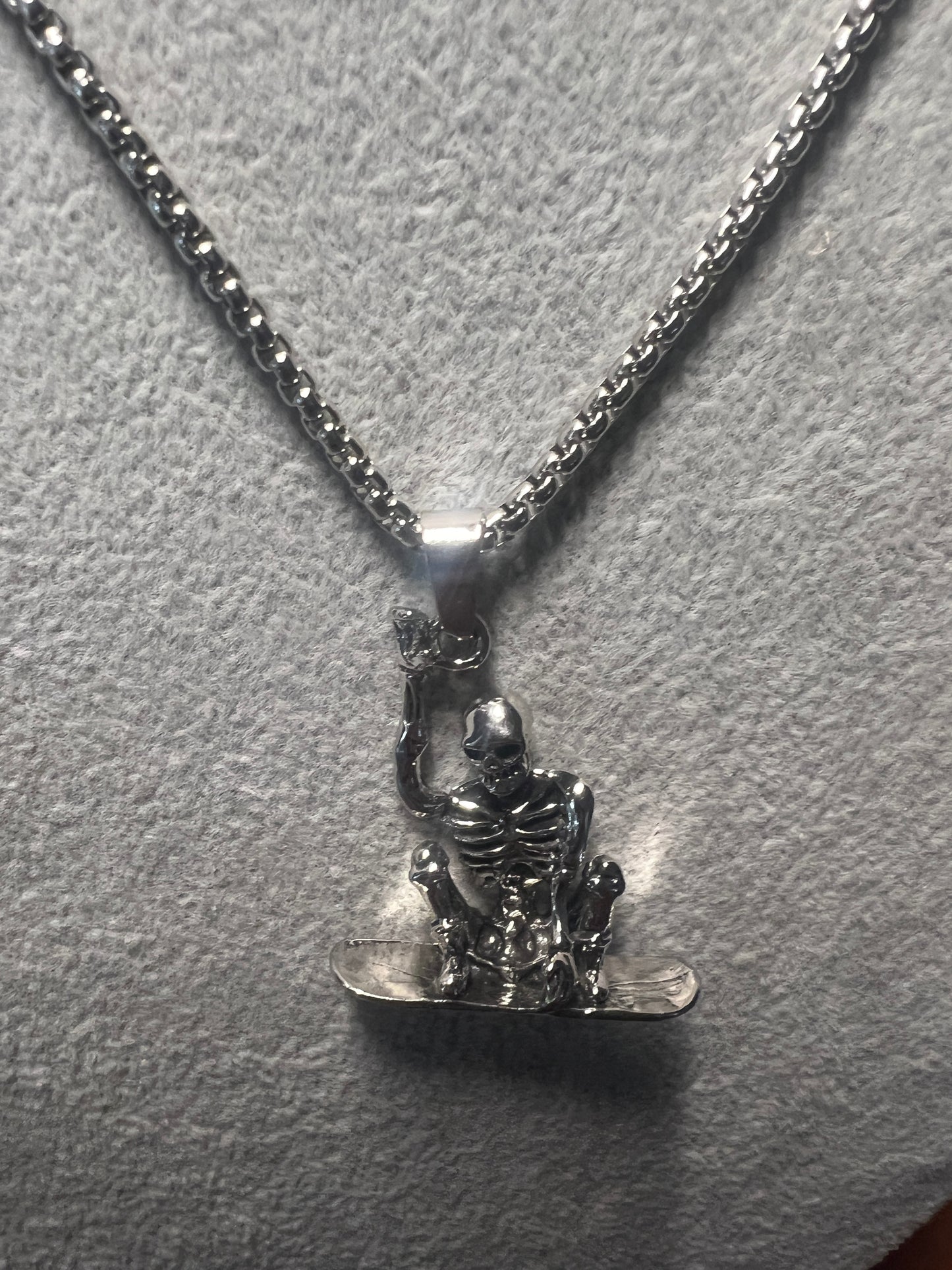 Snowboard Skateboard Skeleton Jewelry Vintage Silver Sports Pendant Necklace #11