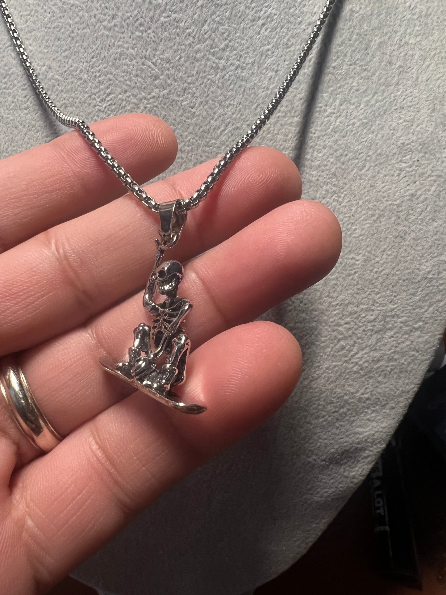 Snowboard Skateboard Skeleton Jewelry Vintage Silver Sports Pendant Necklace #11