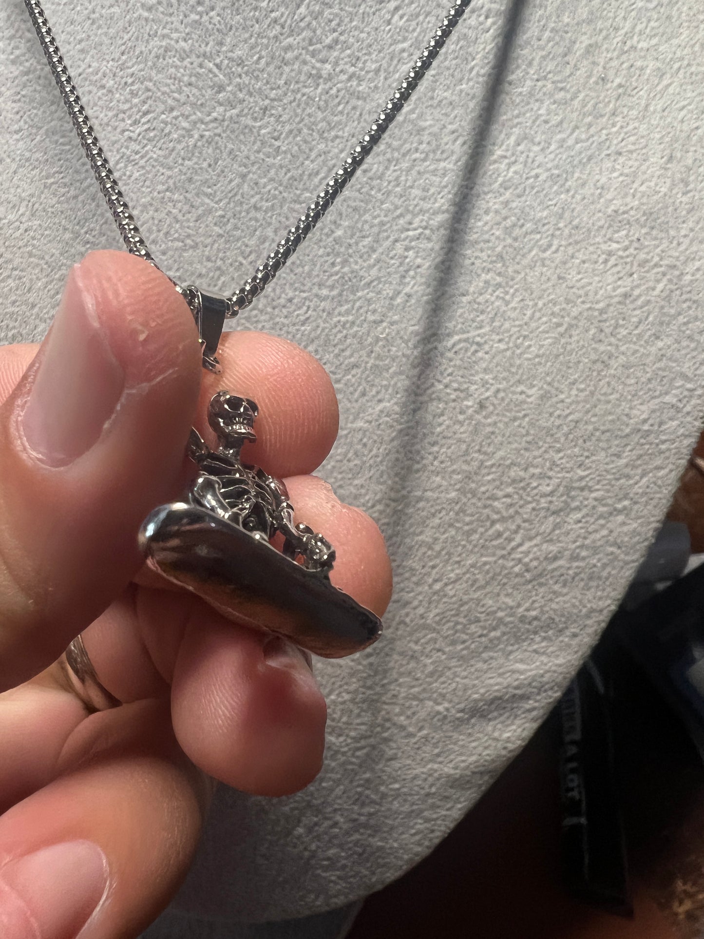 Snowboard Skateboard Skeleton Jewelry Vintage Silver Sports Pendant Necklace #11