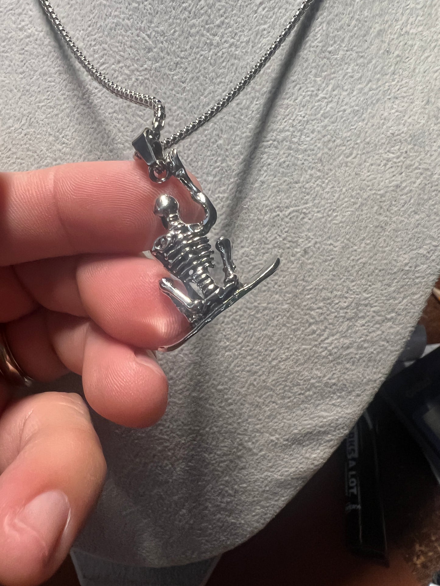 Snowboard Skateboard Skeleton Jewelry Vintage Silver Sports Pendant Necklace #11