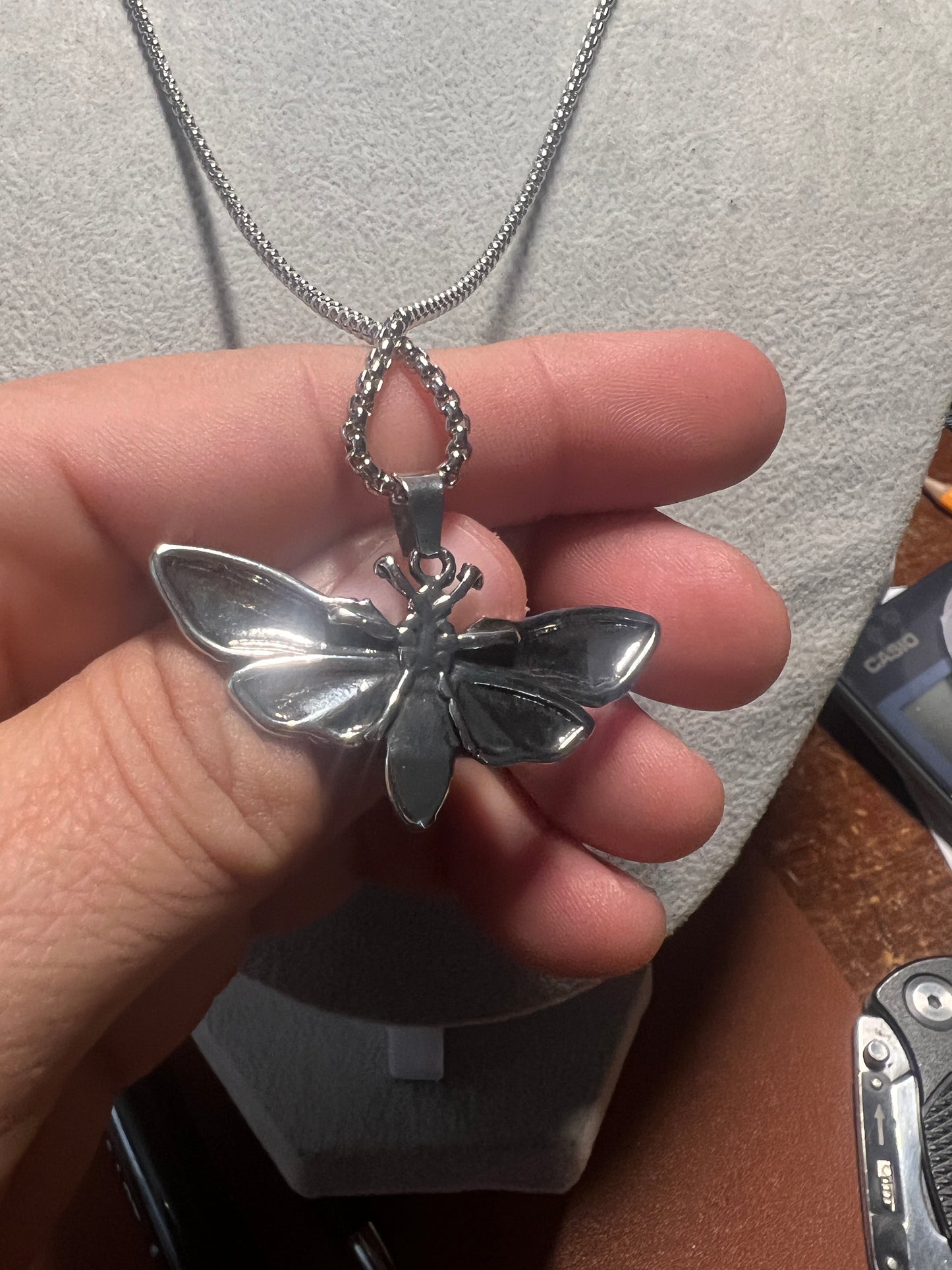 Skull and Dead Moth Head Insect Jewelry Butterfly Pendant Necklace Chain (#11)