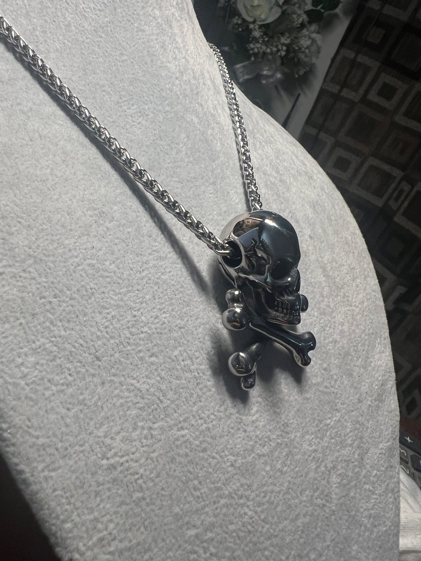 Treasure Box Skull Crossbones Chain Pendant Necklace Pirates Caribbean #13