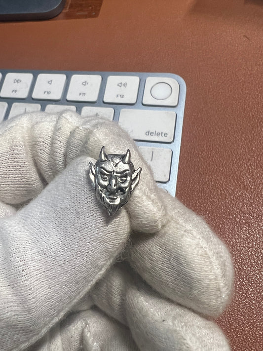 Vintage Unique Devil Head Button PullTack Sterling Silver Twilight Zone 1950’s style #10
