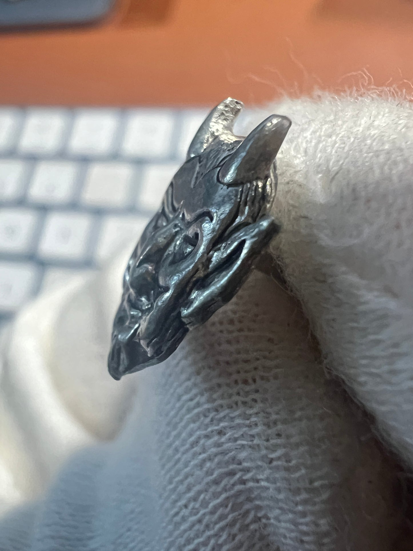 Vintage Unique Devil Head Button PullTack Sterling Silver Twilight Zone 1950’s style #10