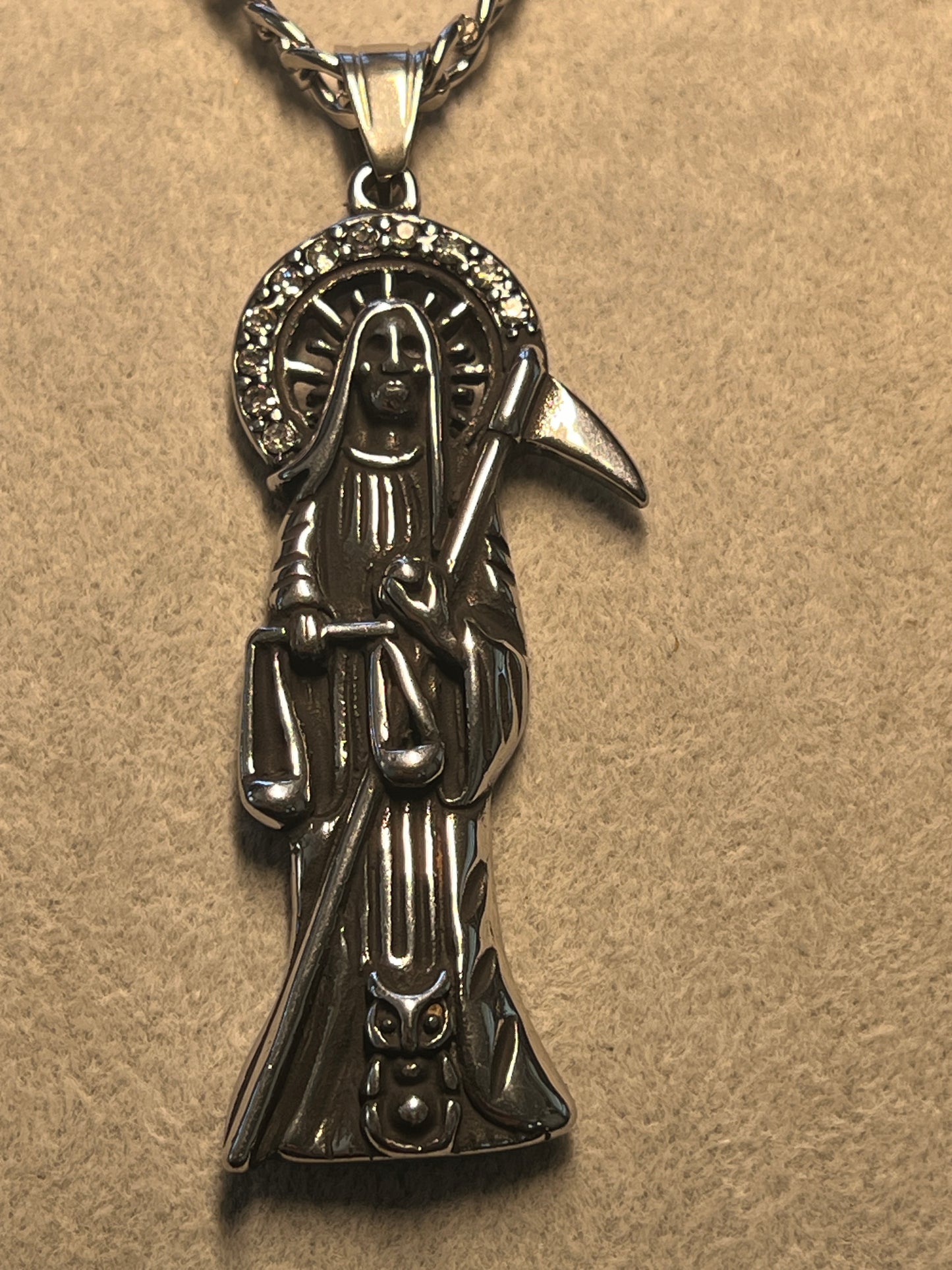 Holy Saint Death Angel Santa Muerte Grim Reaper Pendant Necklace Alloy (#13)