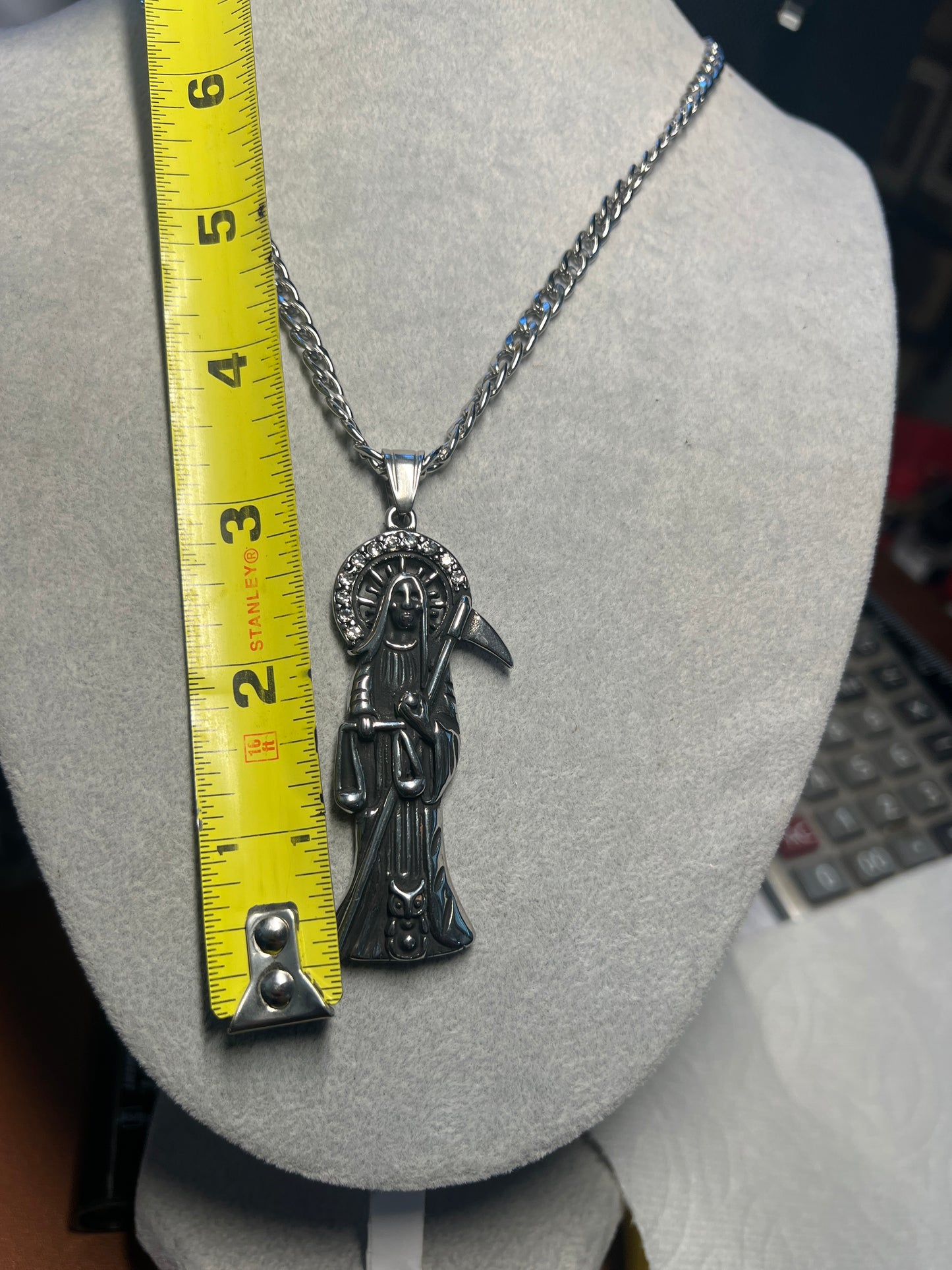 Holy Saint Death Angel Santa Muerte Grim Reaper Pendant Necklace Alloy (#13)
