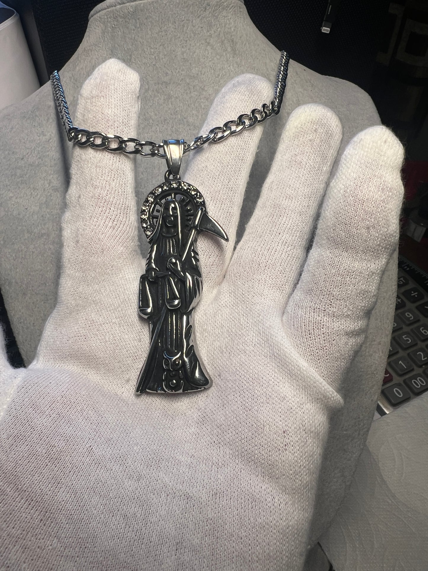 Holy Saint Death Angel Santa Muerte Grim Reaper Pendant Necklace Alloy (#13)