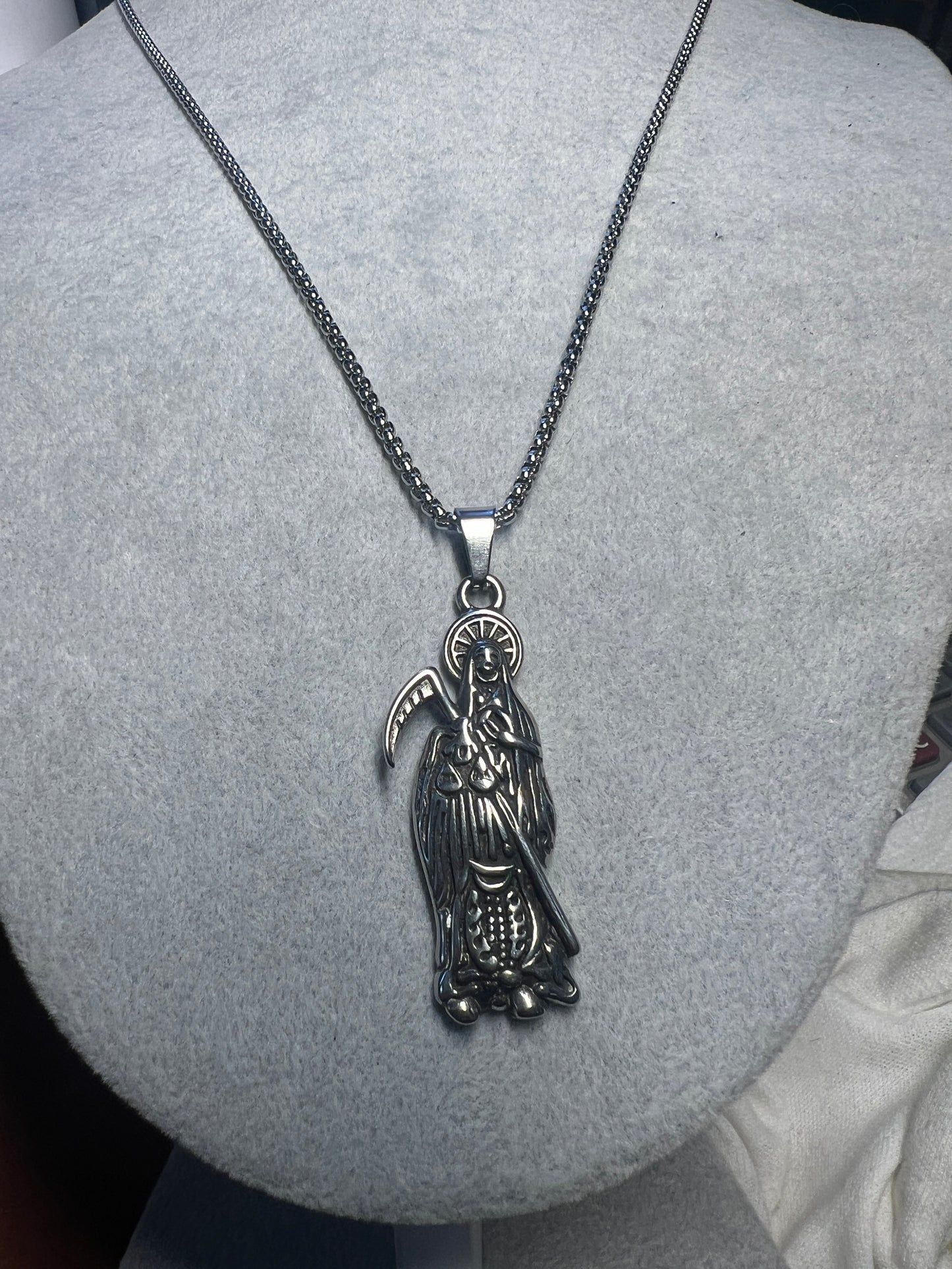 Holy Saint Death Angel Santa Muerte Grim Reaper Pendant Necklace Alloy (#11)