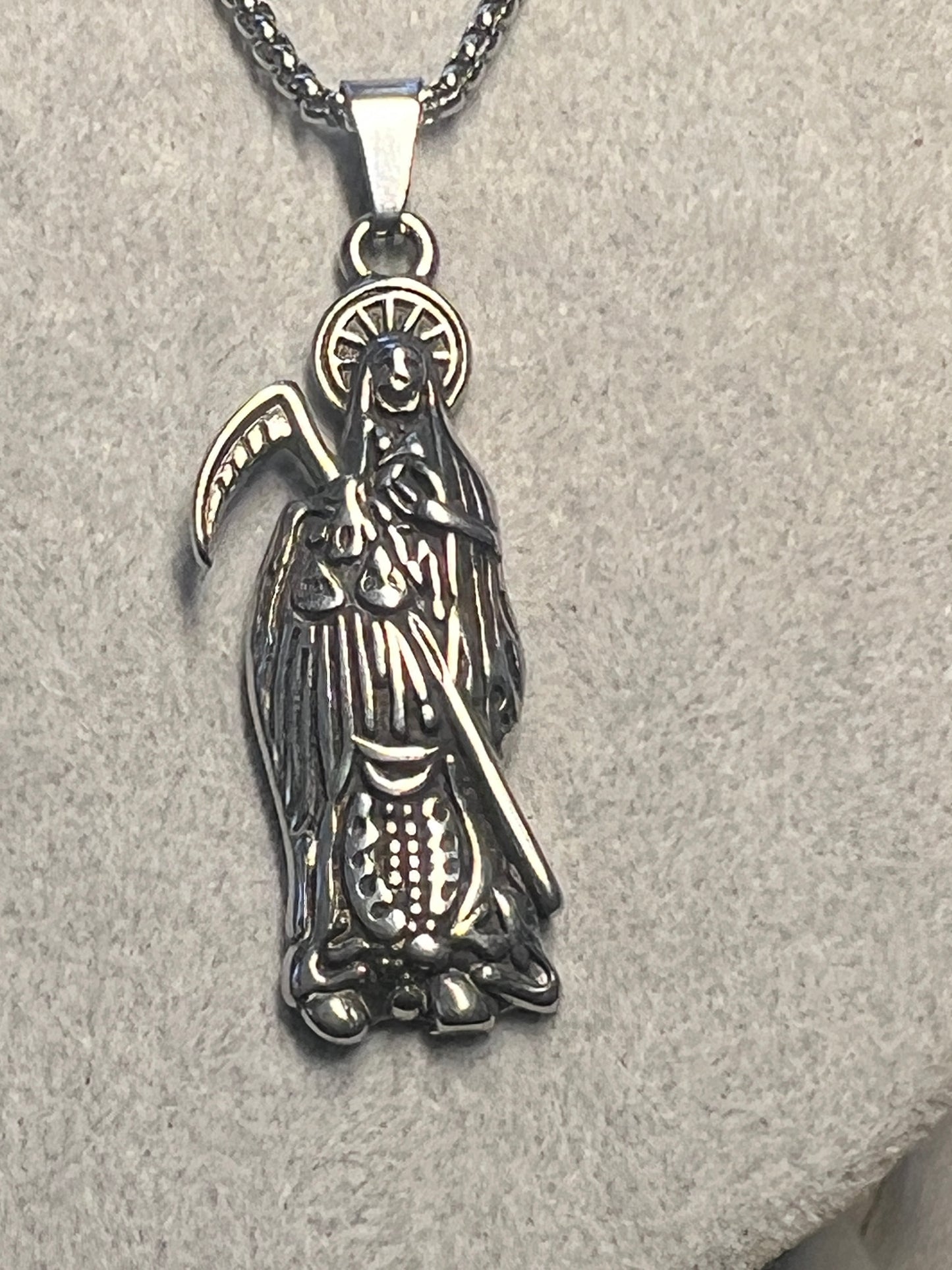 Holy Saint Death Angel Santa Muerte Grim Reaper Pendant Necklace Alloy (#11)