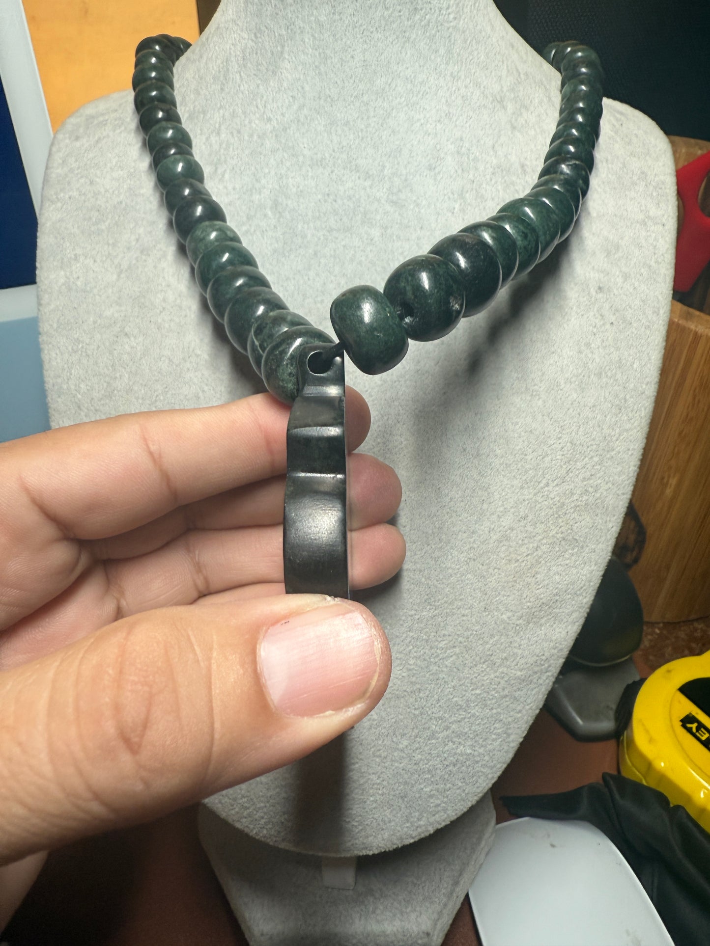 Nahui Ollin Serpentine Stone Pendant Necklace, Azte, Movement of the Sun, Made in Mexico (#41)