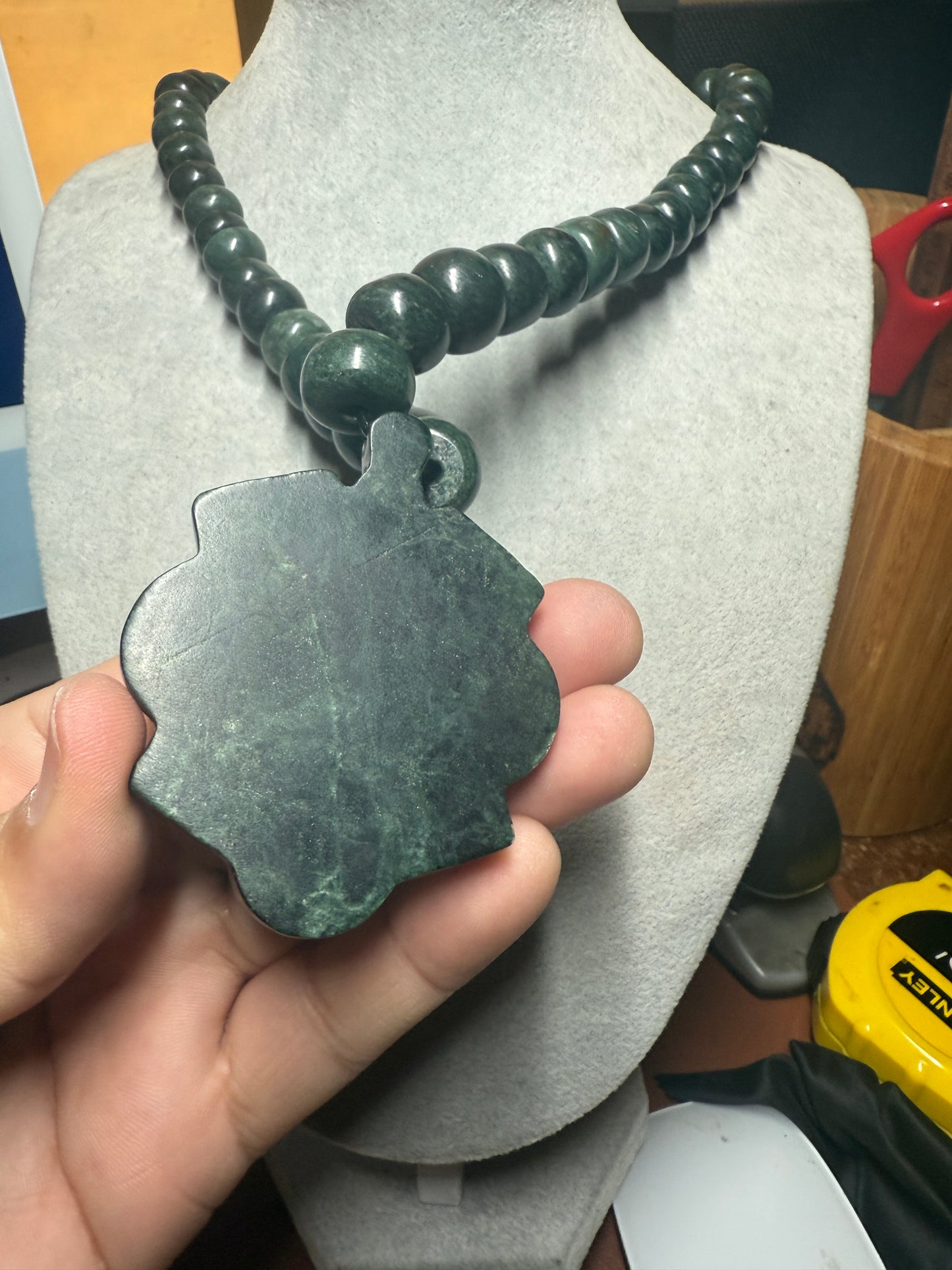 Nahui Ollin Serpentine Stone Pendant Necklace, Azte, Movement of the Sun, Made in Mexico (#41)