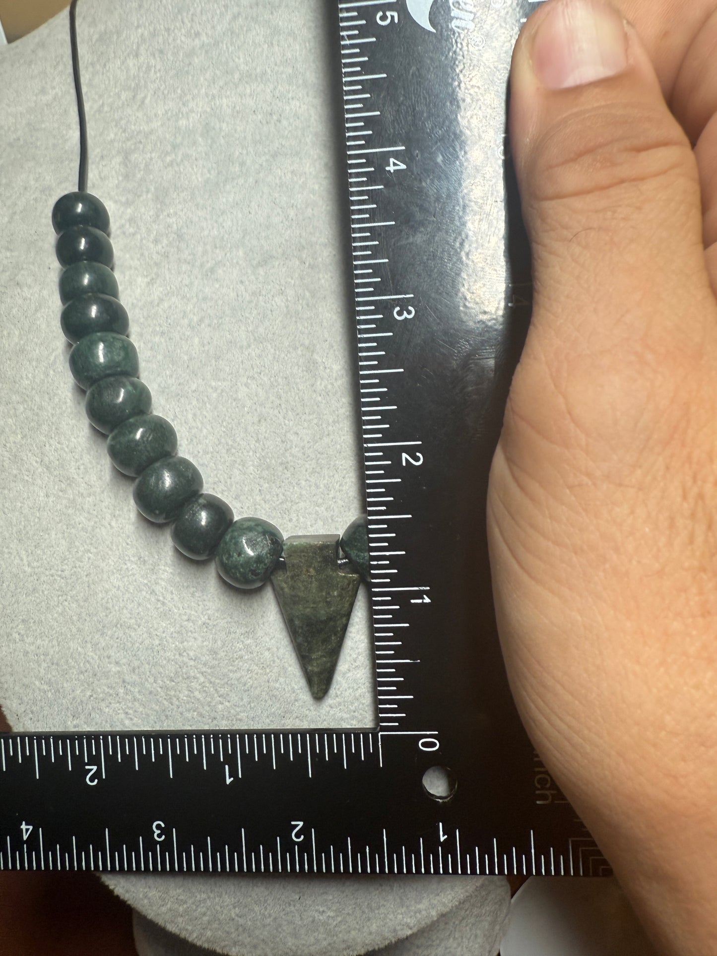 Serpentine Arrowhead Pendant Marble Beaded Necklace, Mexican, Aztec, Mexico #39