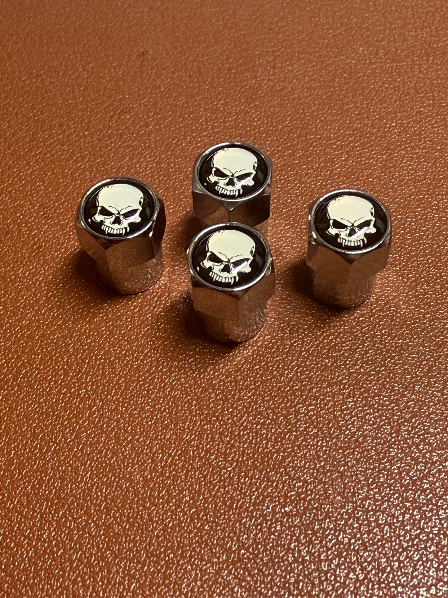 4Pcs/Set Aztec Skull Tire Valve Stem Cap, Universal Fit, Death, Mictlantecuhtli