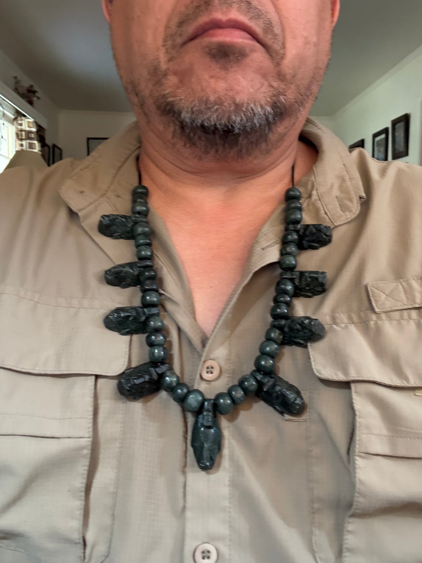 Head Hunter Mayan Necklace, Guatemalteco Marble, Mexico, Indigenous, Tribal #39