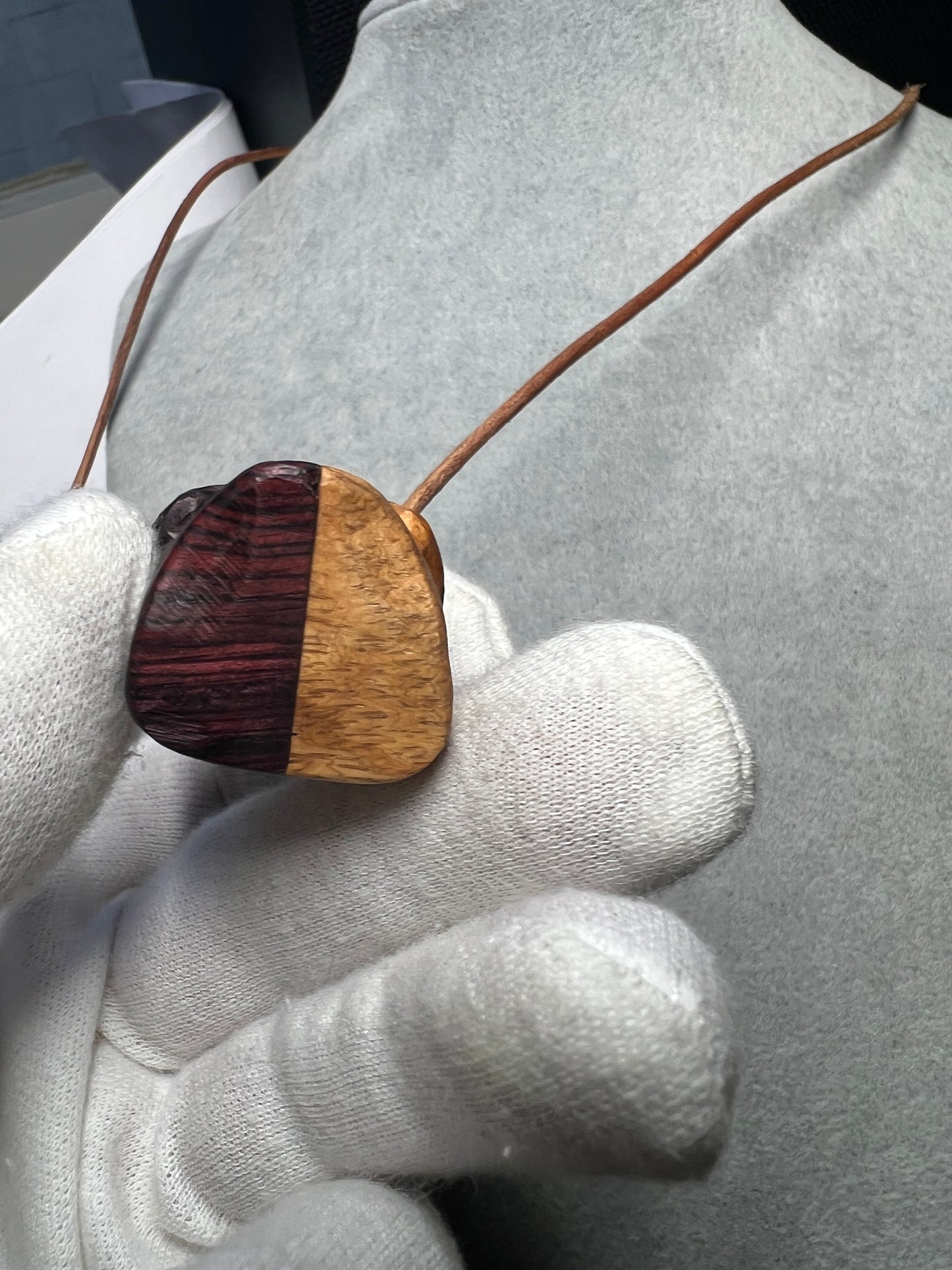 Skull Locket Piece of Mind Brains Necklace Mexican Wood Natural Handmade Mexico