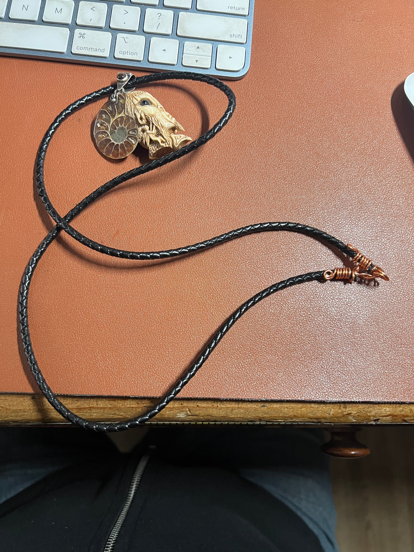 Fauna Hand Eye Pendant Deer Antler Ammonite Fossil Silver Bail Pans Labyrinth