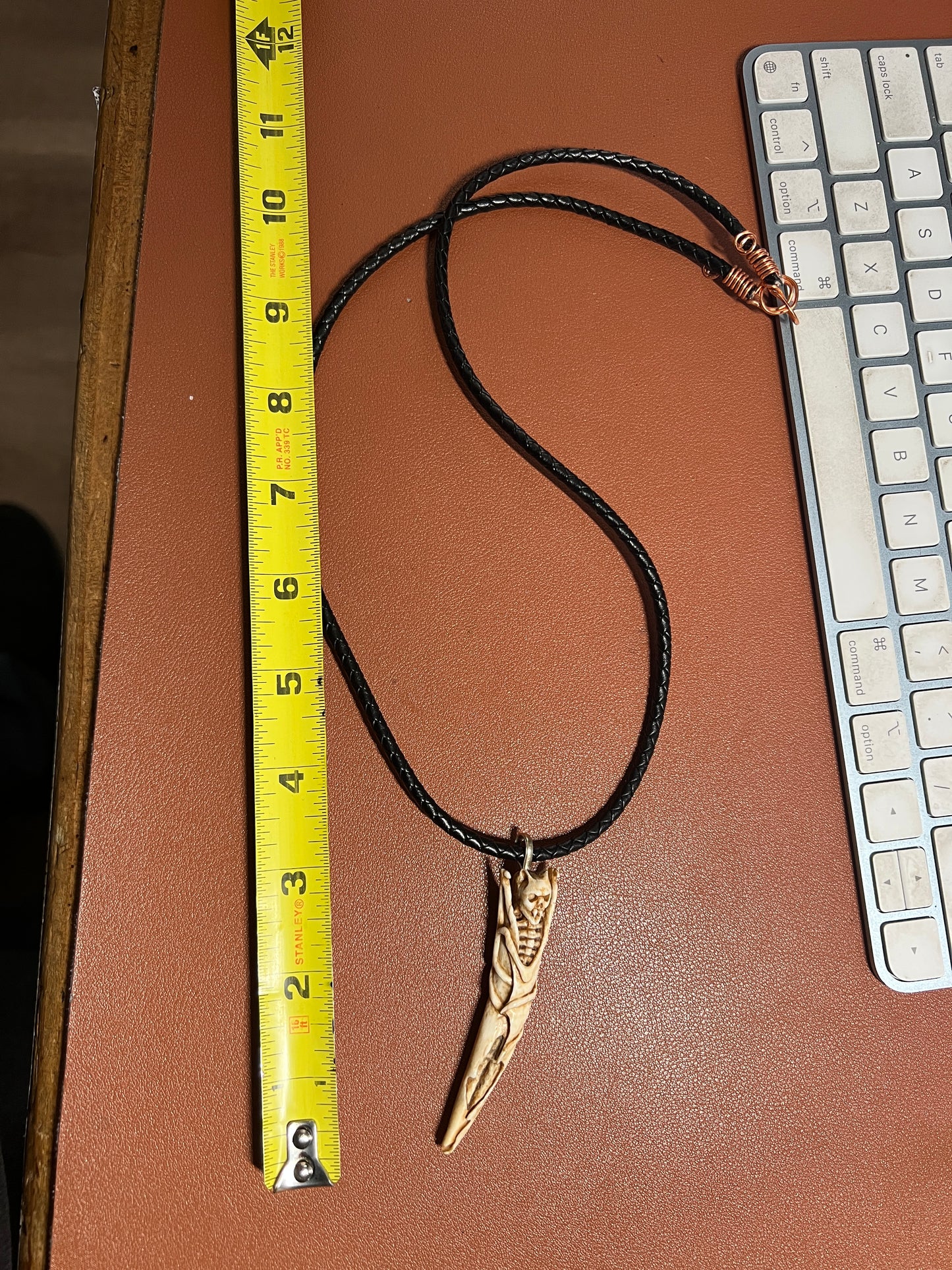 Vampire Nosferatu Dracula Carved in Deer Antler, handmade Mexico, Bat Gothic