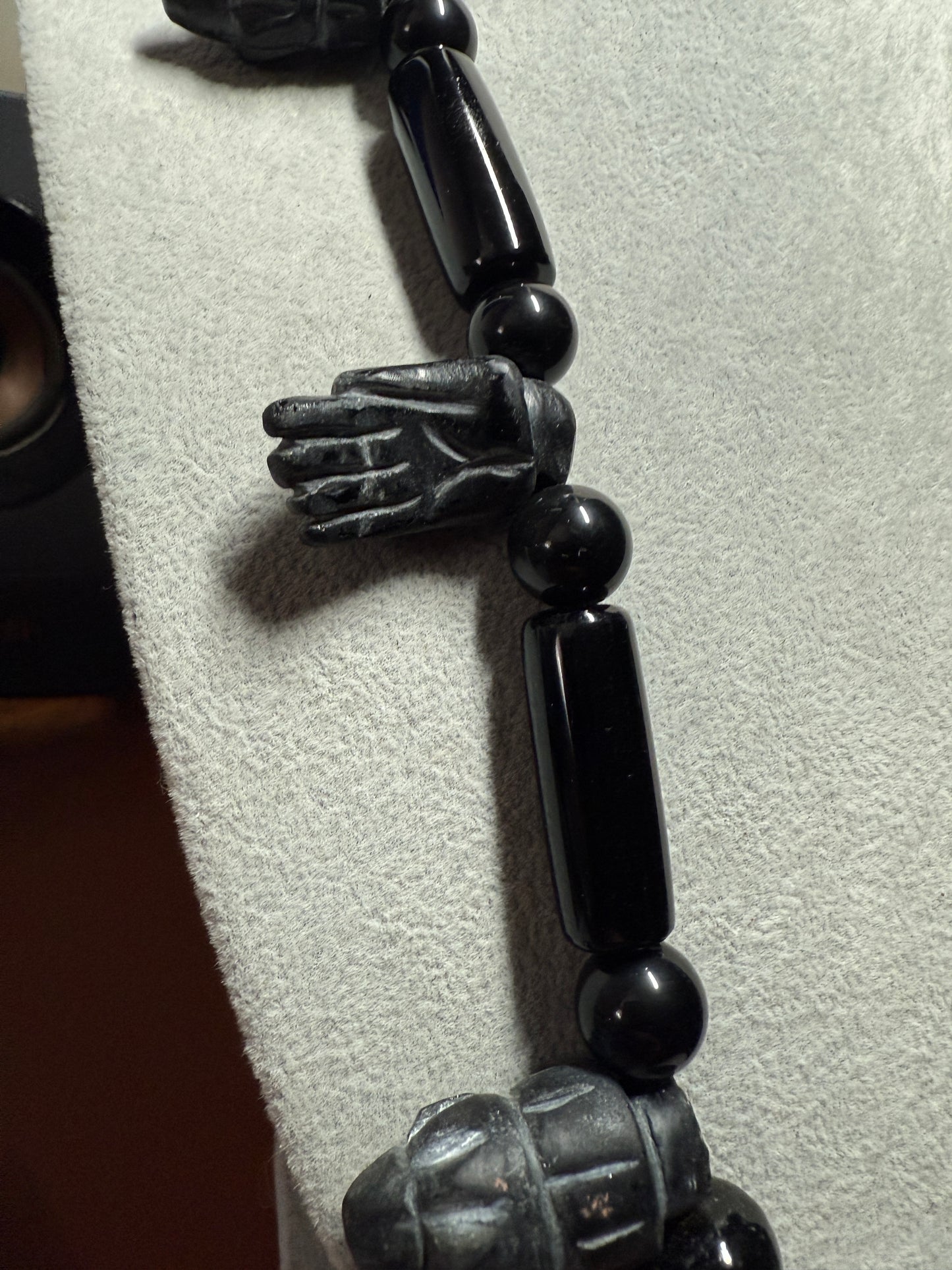 Crystal Quartz Skull Mictlantecuhtli Coatlicue Hearts Hands Obsidian Necklace #H