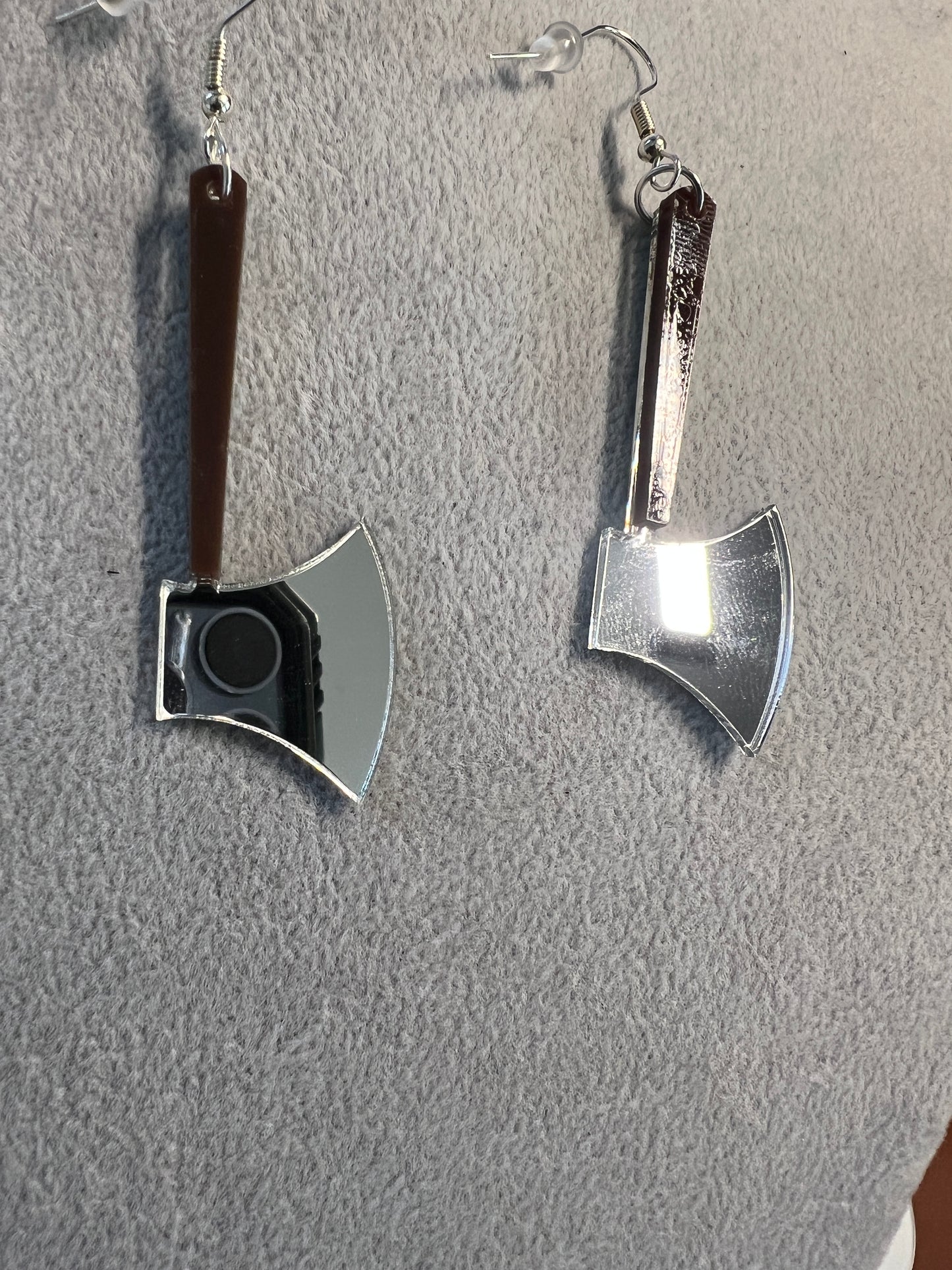 Axe Earrings, 2 1/4", dangle hooks, Indian, Native, Hatchet Halloween Cosplay #10