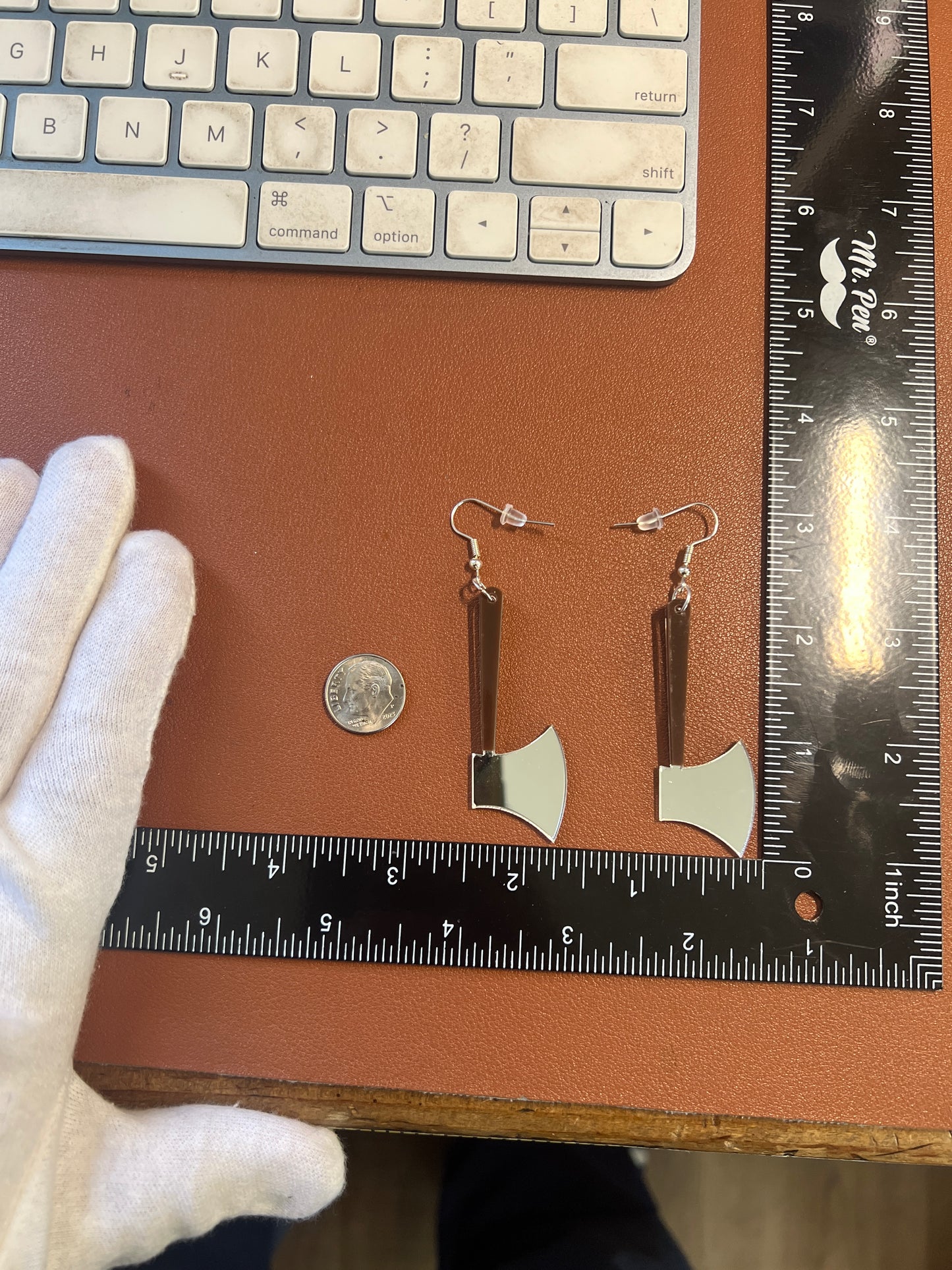 Axe Earrings, 2 1/4", dangle hooks, Indian, Native, Hatchet Halloween Cosplay #10