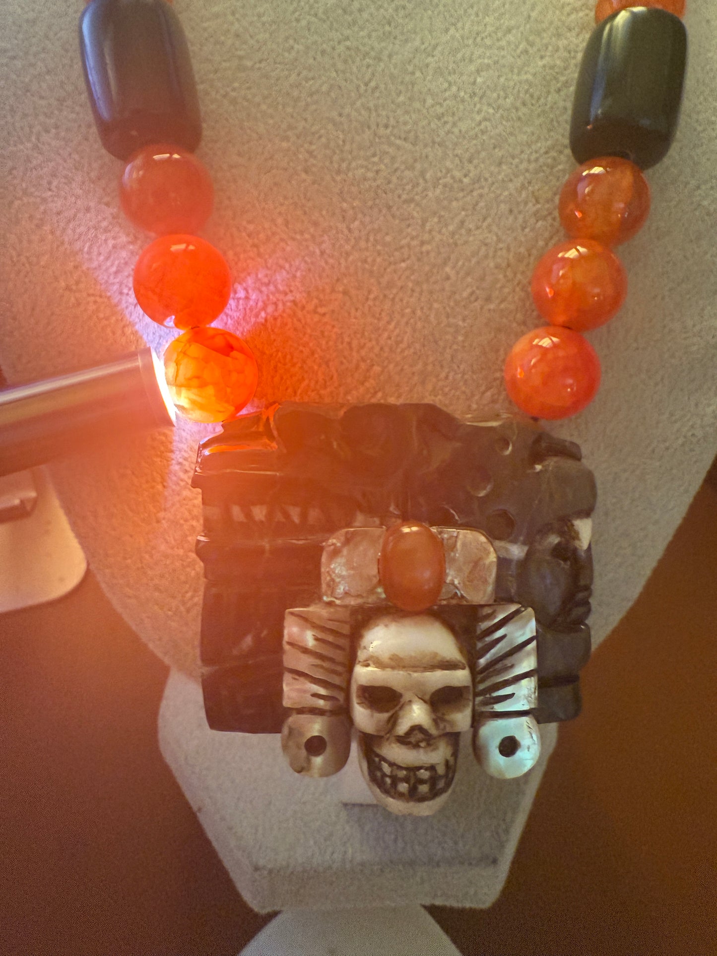 Aztec and Mayan Kukulkan Quetzalcoatl Jaguar Mictlantecuhtli Warrior Pendant Necklace (#H)