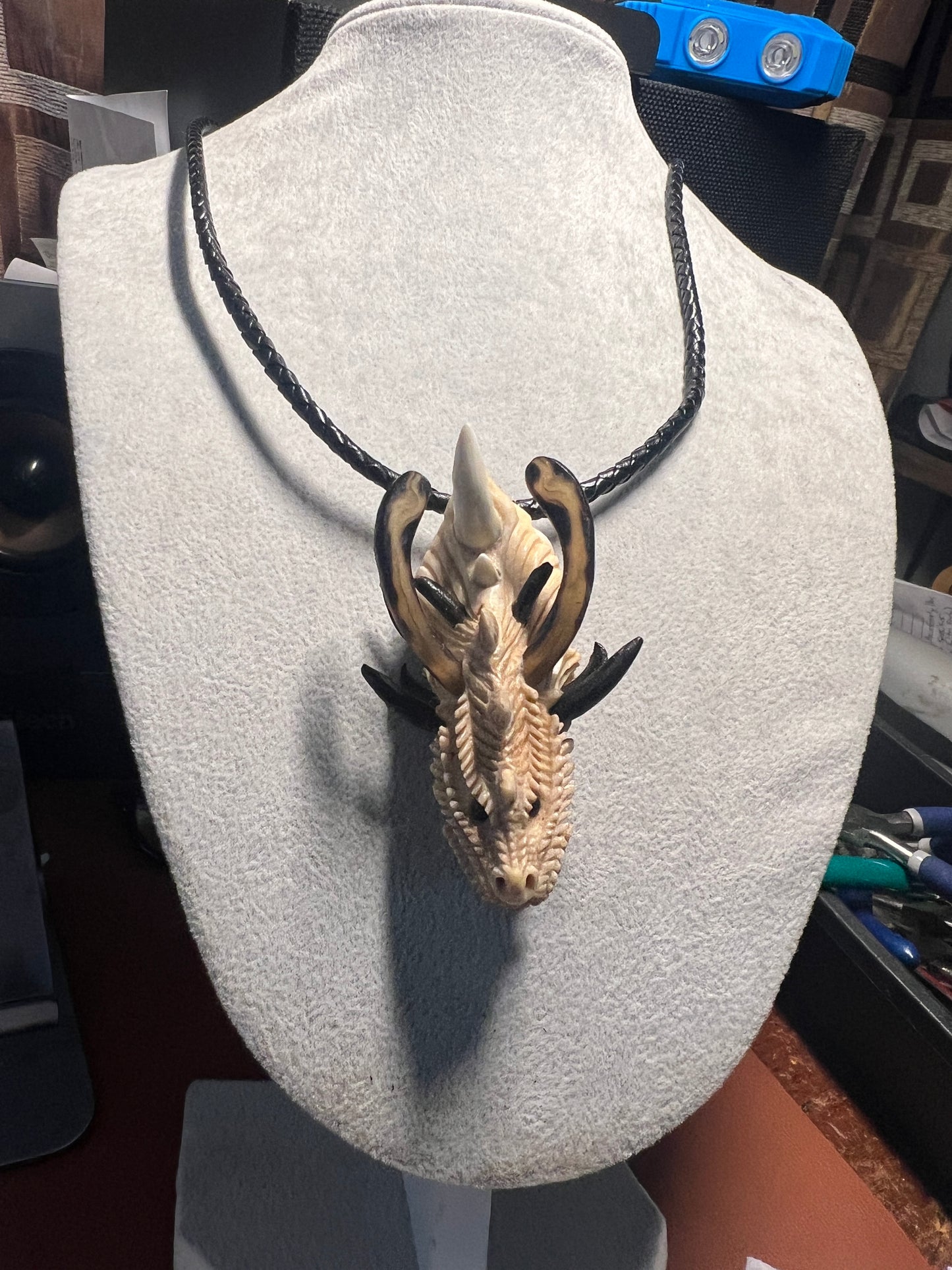 Quetzalcoatl Kukulkan Mexican Dragon, Antler, Teeth, Bull Hand Made Rare Only 1