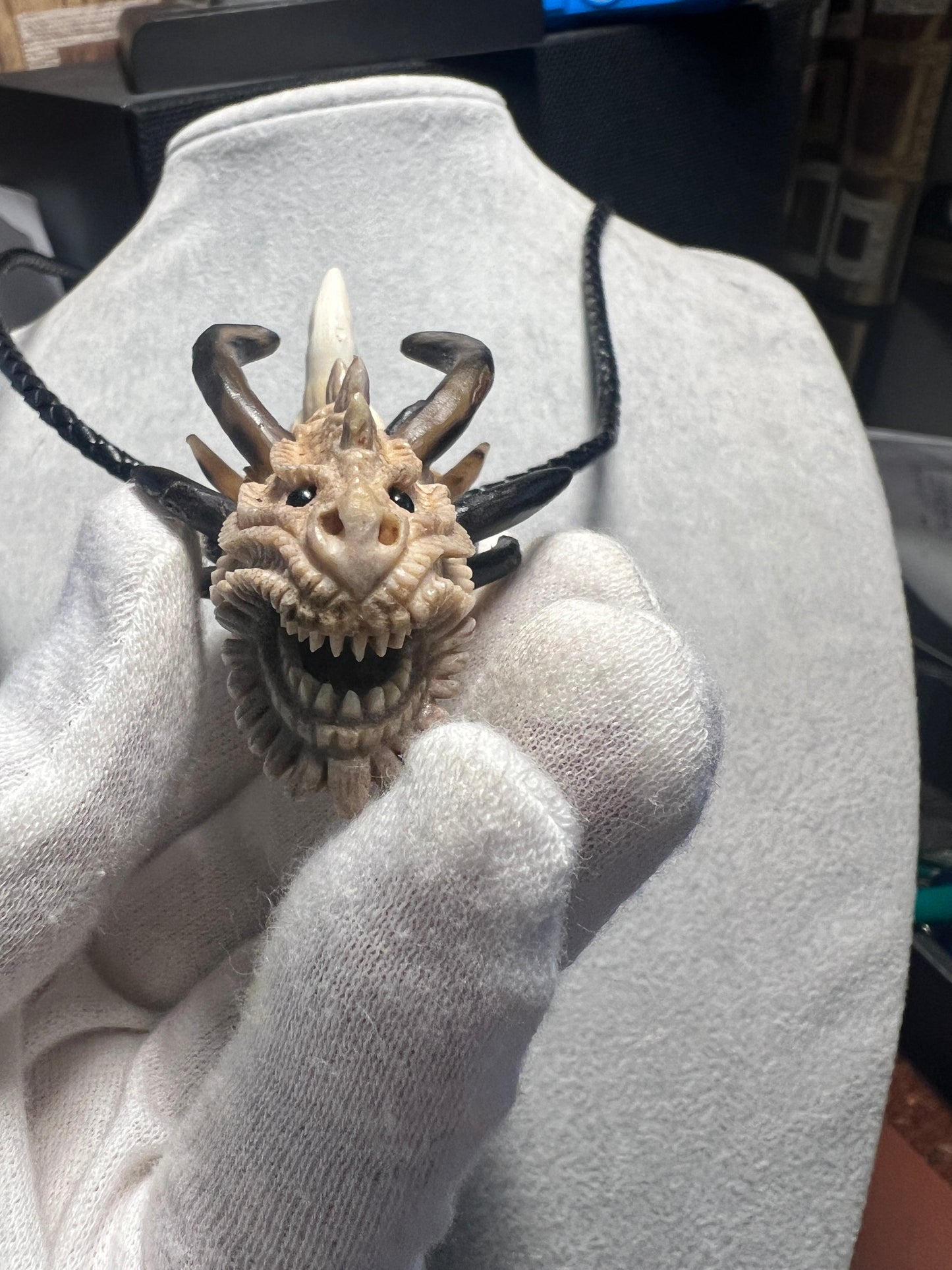 Quetzalcoatl Kukulkan Mexican Dragon, Antler, Teeth, Bull Hand Made Rare Only 1