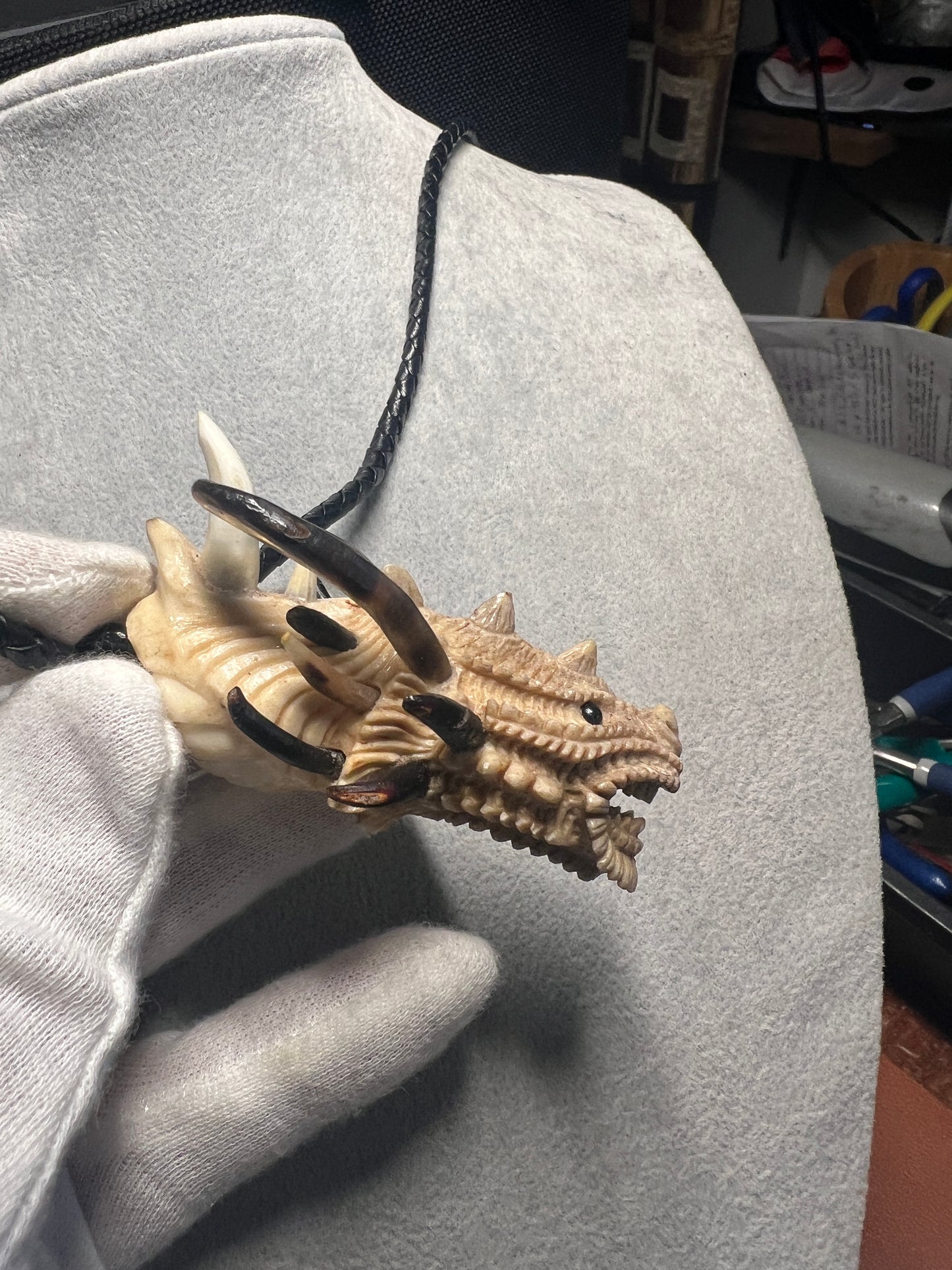 Quetzalcoatl Kukulkan Mexican Dragon, Antler, Teeth, Bull Hand Made Rare Only 1