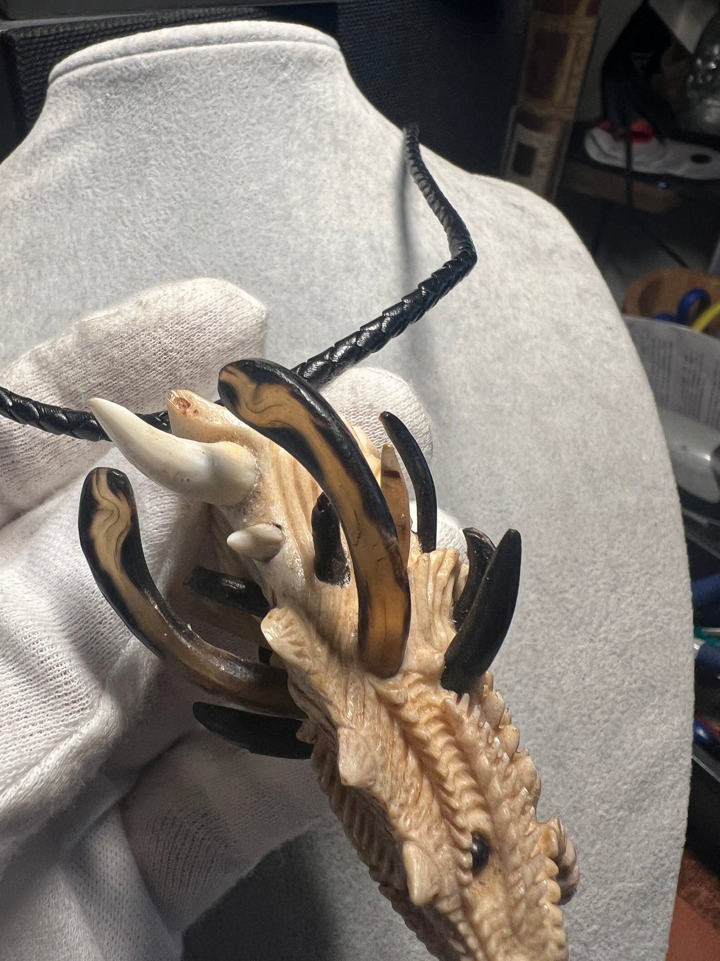 Quetzalcoatl Kukulkan Mexican Dragon, Antler, Teeth, Bull Hand Made Rare Only 1