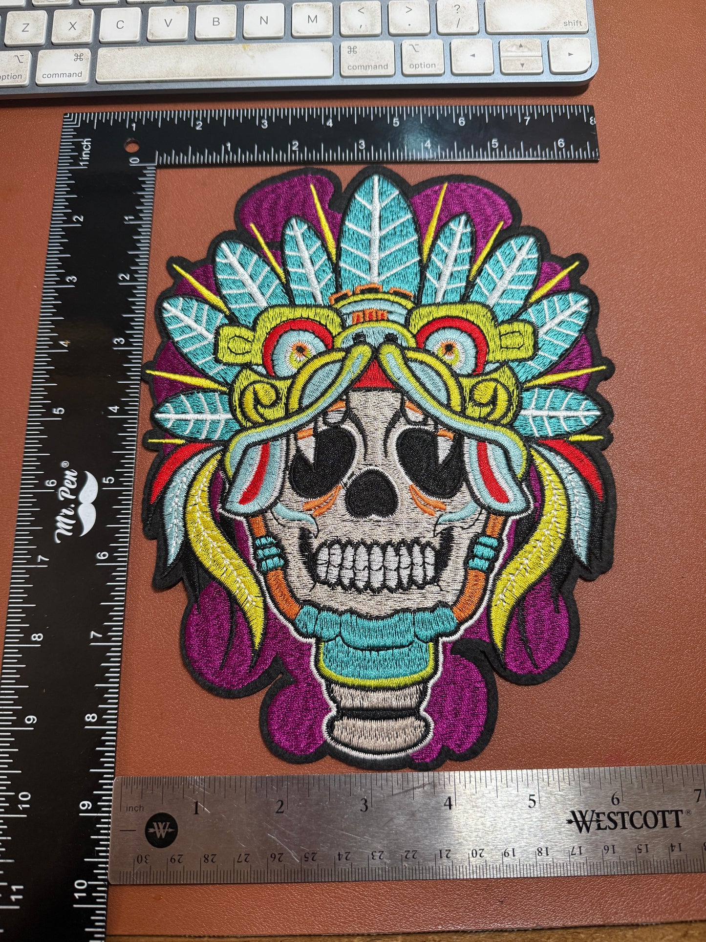 Aztec Mayan Dead Quetzalcoatl Kukulkan Warrior Patch, 8" x 6.5", patches, embroidered (#31)