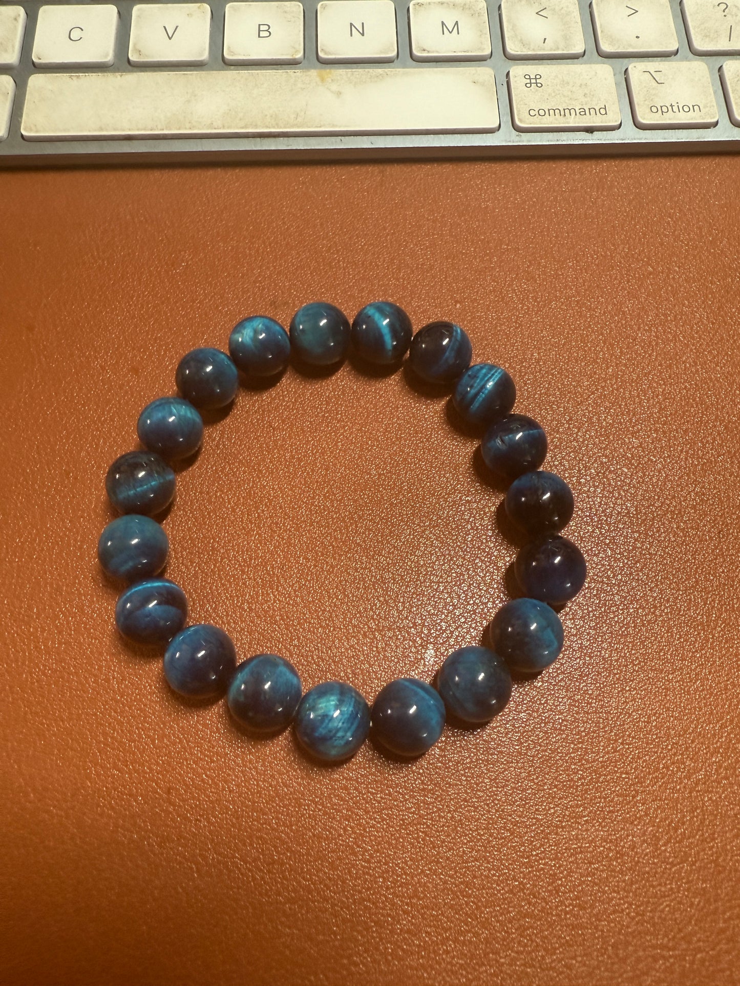 Black Blue Obsidian Bracelet Women Girl Handmade Natural Stone Mexican Aztec 7"x10mm (#35)