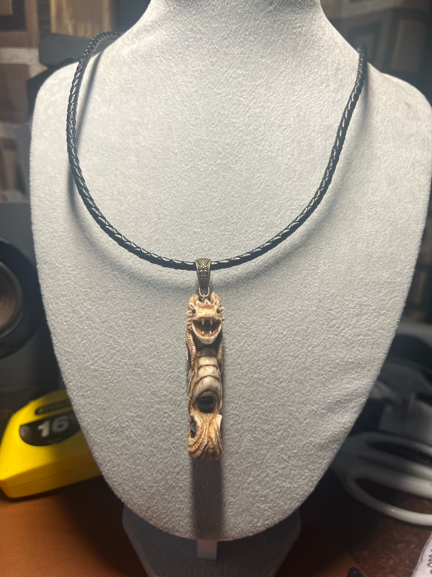 Quetzalcoatl Kukulkan Mexican Dragon, Sea Horse, Deer Antler, Natural Stones Mex