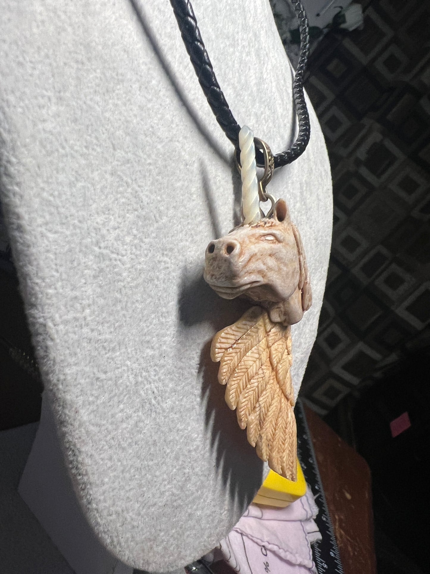 Unicorn, Pegasus, Fantasy, Handmade, Mexico, Anter, Bone, Mother of Pearl, Rare
