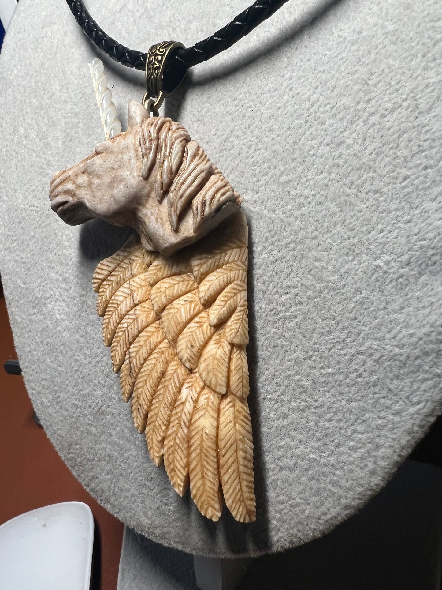 Unicorn, Pegasus, Fantasy, Handmade, Mexico, Anter, Bone, Mother of Pearl, Rare