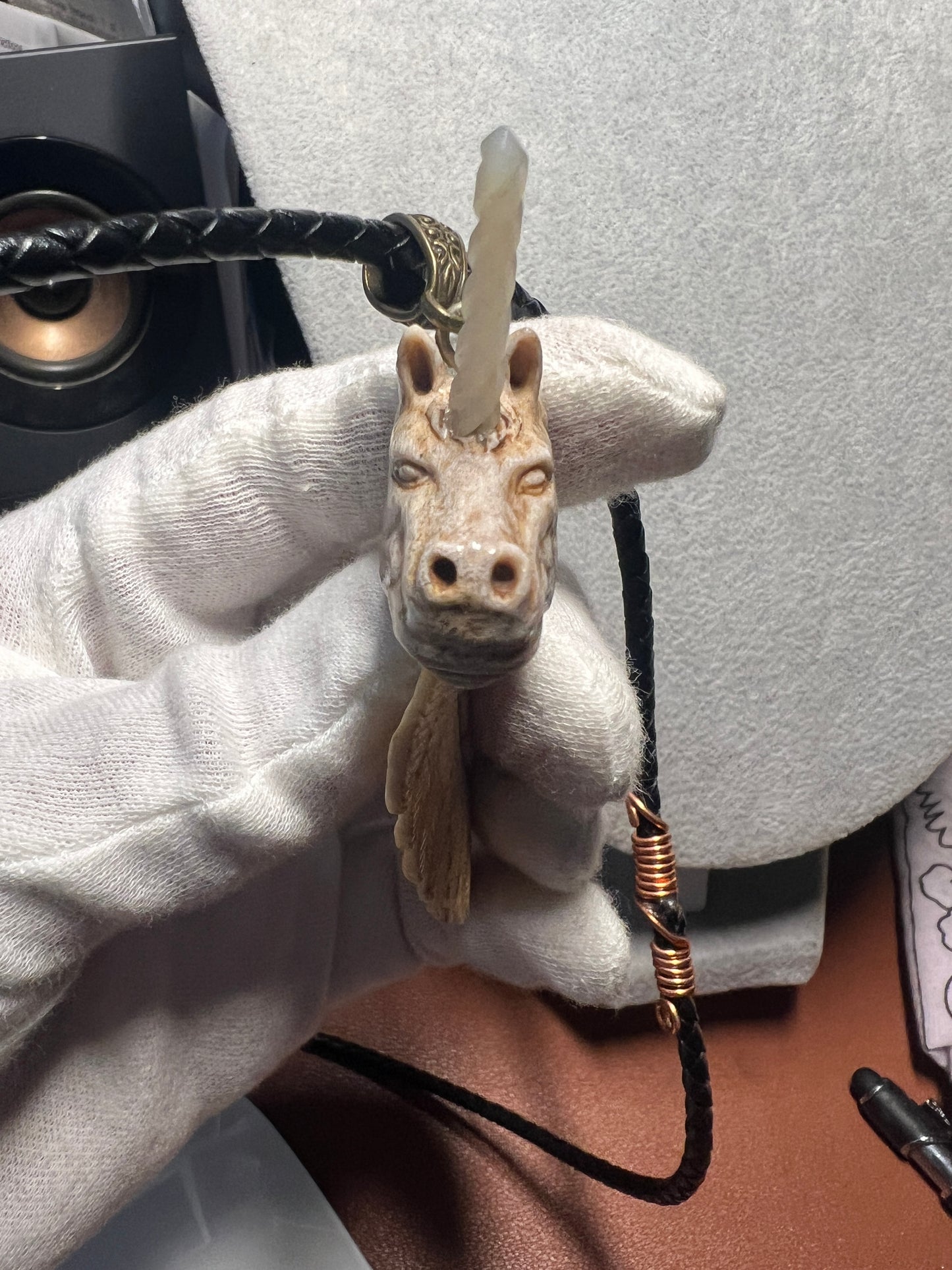 Unicorn, Pegasus, Fantasy, Handmade, Mexico, Anter, Bone, Mother of Pearl, Rare