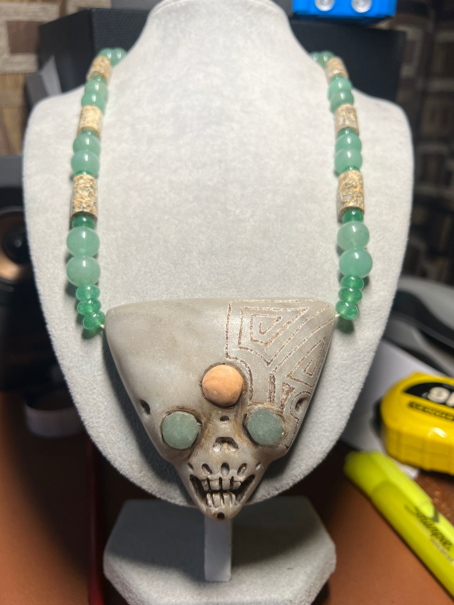 Nazca Peru Alien UFO Extra Terrestrial Pendant Necklace Made Mexico Handmade, (#37)