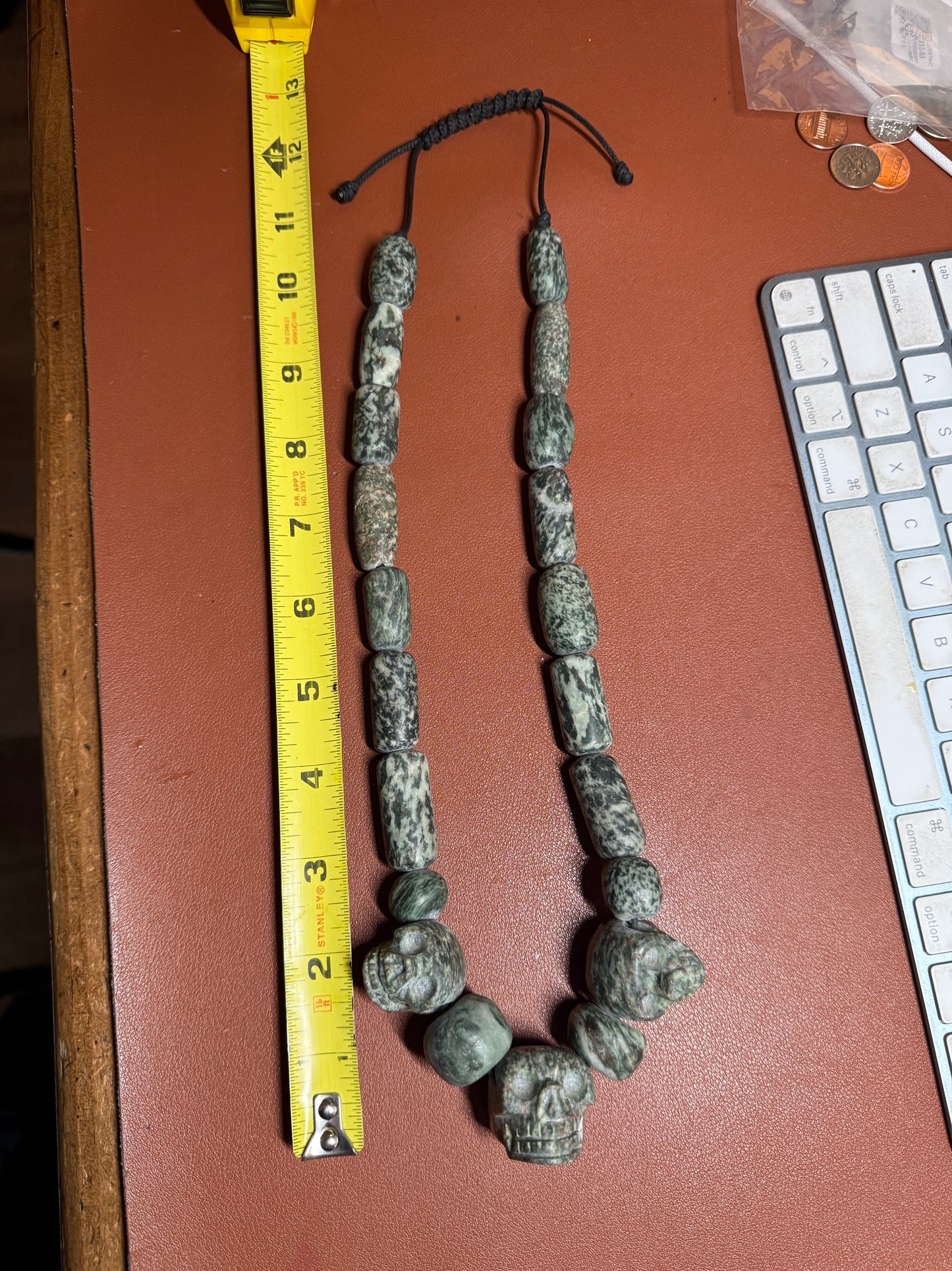 Mictlantecuhtli Granite Aztec 3 Skulls Necklace, Mexican, Mexico, Native #40