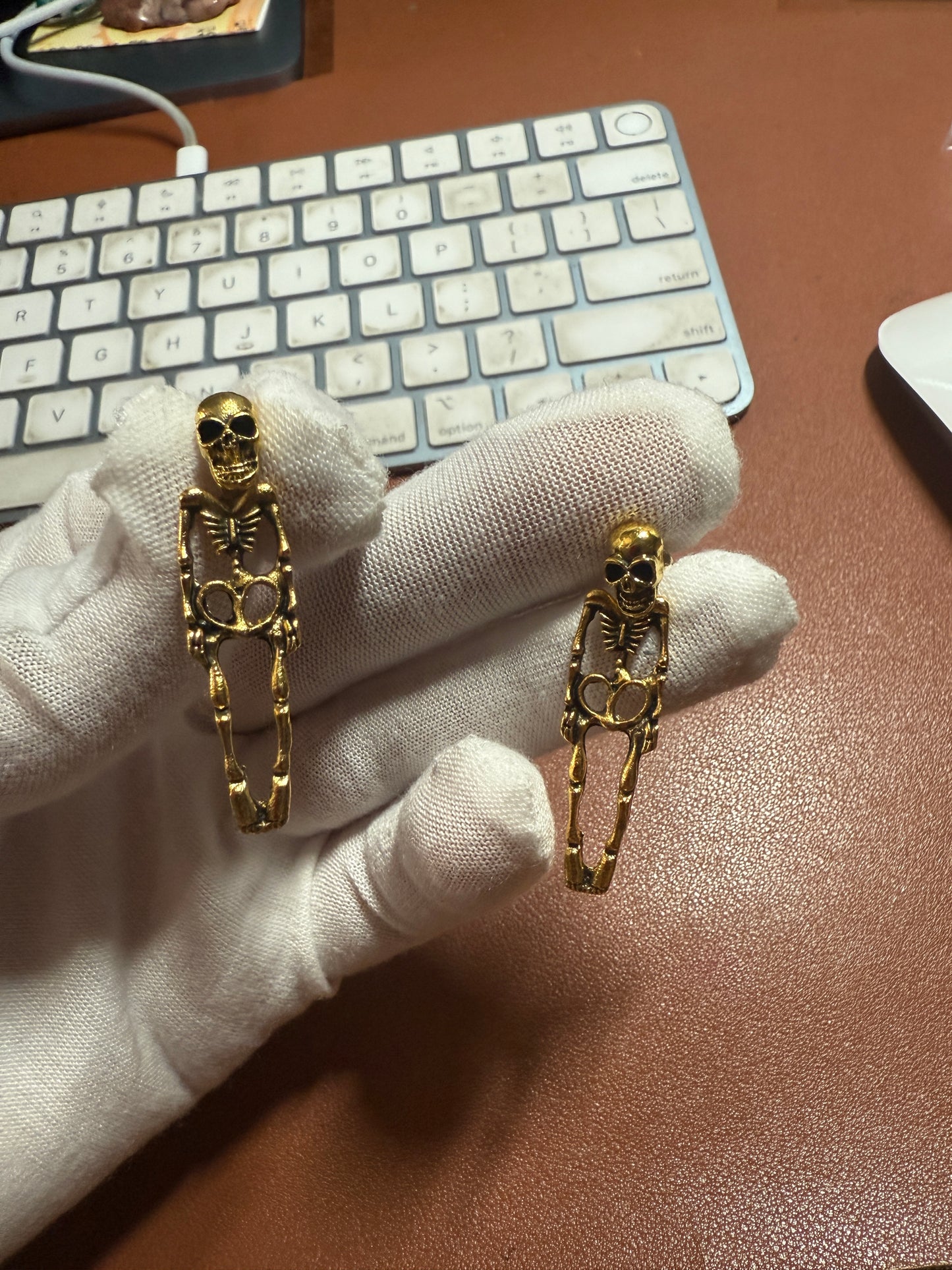 Skeleton Earrings Punk Gothic Bones Halloween Skull Jewelry Men Women Studs #12
