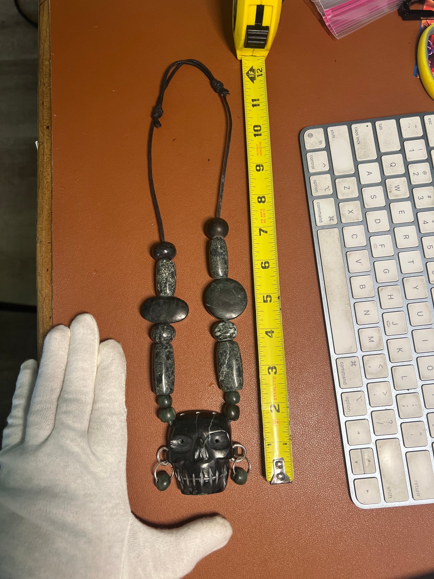 Mictlantecuhtli Serpentine Skull Aztec Death Lord Pendant, Necklace Mexico (#38)