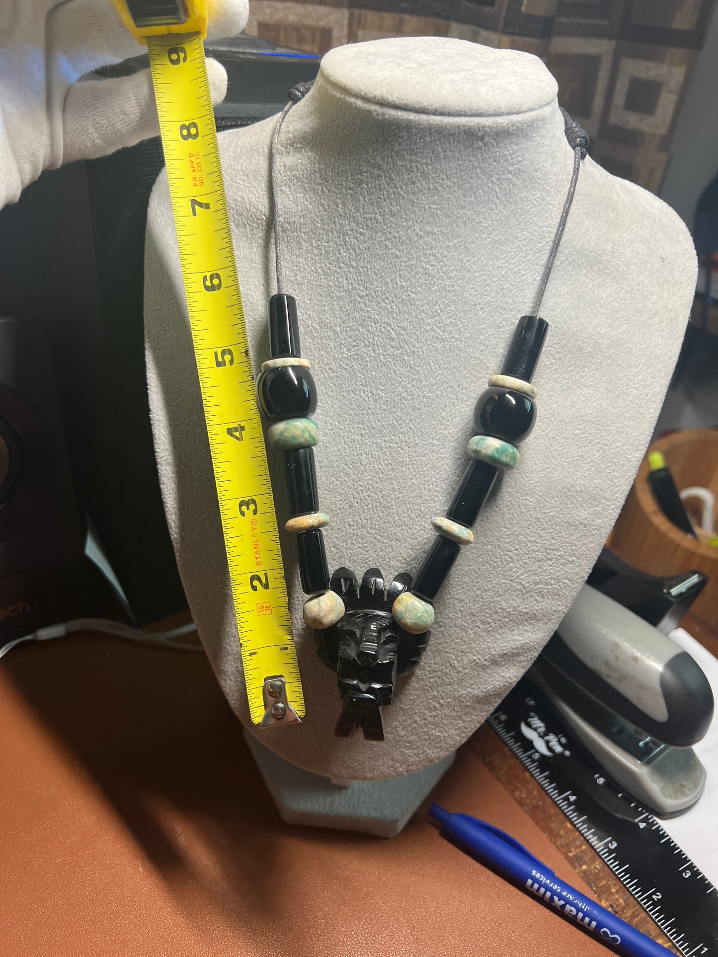 Mictlantecuhtli Serpentine Skull Aztec Death Lord Pendant, Necklace Mexico (location #38)