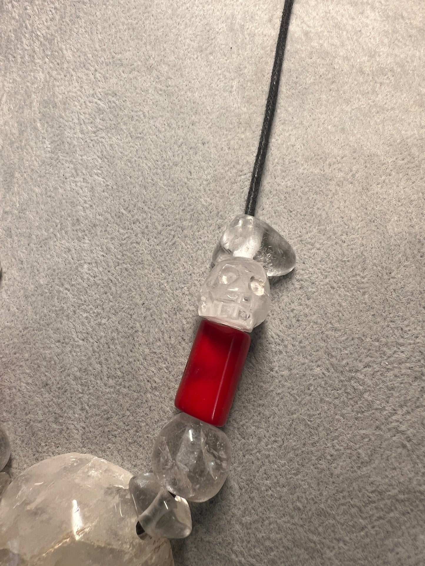 Crystal Quartz, Skull Necklace, Healing Stone, Mictlantecuhtli, Mexico, Mexica, Azteca, Aztec (#38)